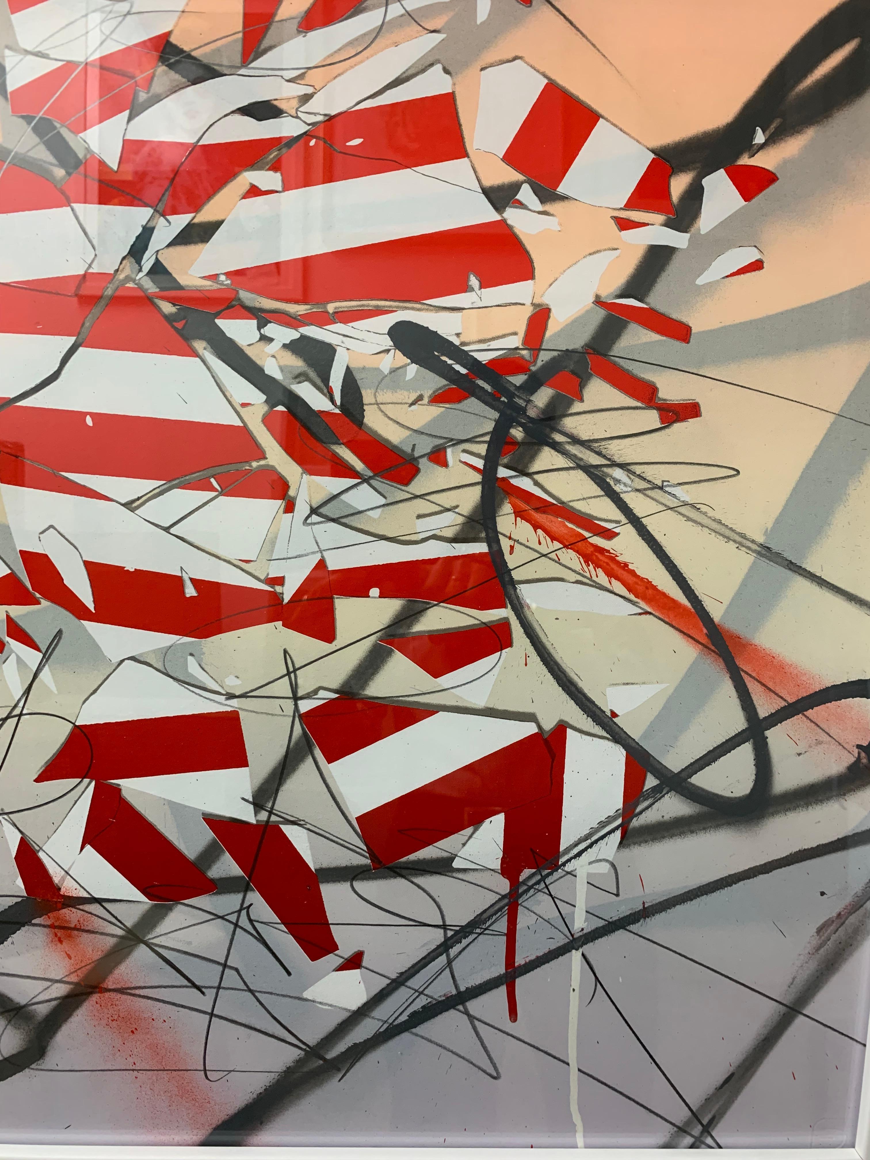 INDIVISIBILE Stampa a tecnica mista unica e rifinita a mano - Abstract Painting Beige di Saber