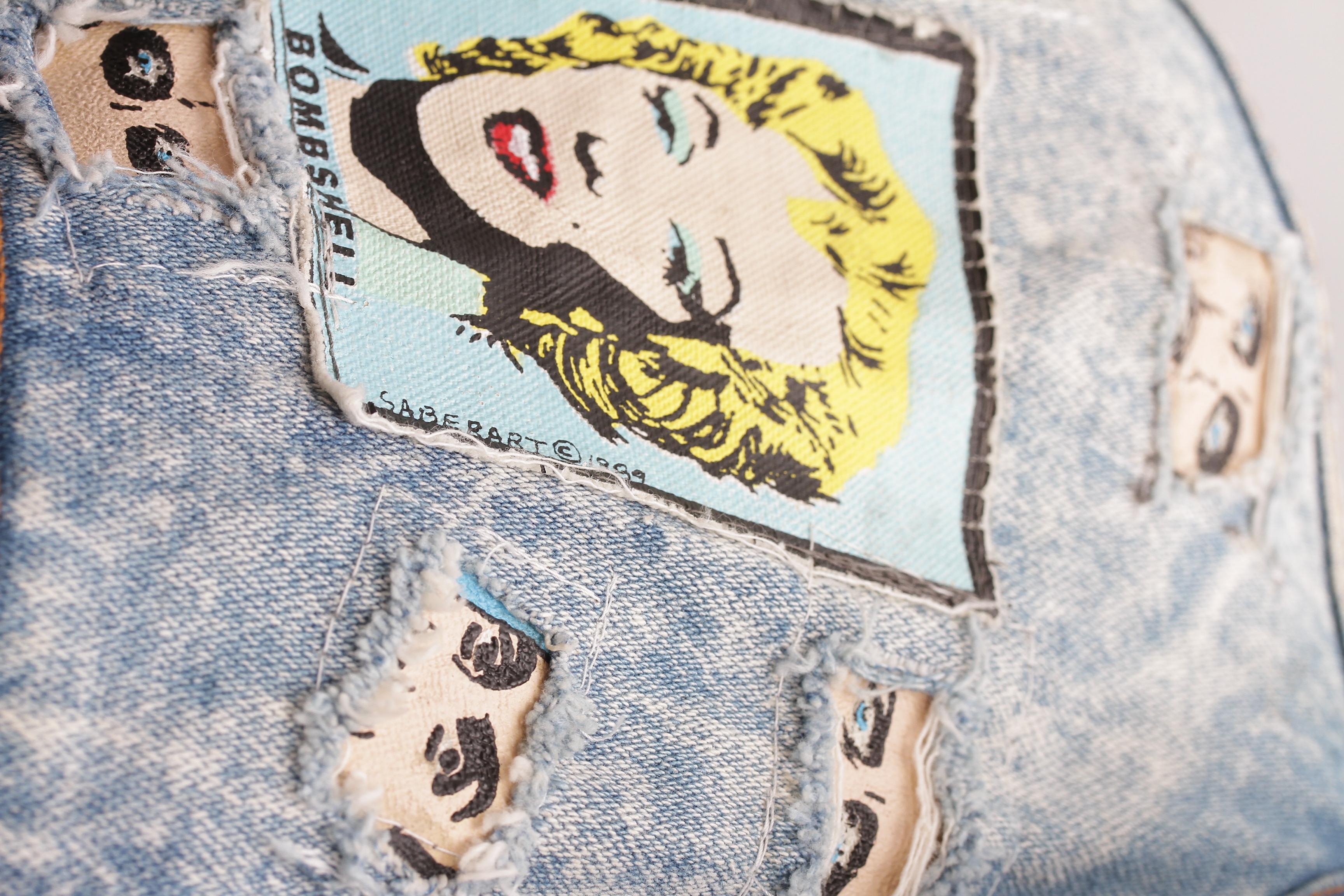 SABER ART, Jean Jacket with Saber Pop Art Patches, signed by artist, circa 1991 For Sale 9
