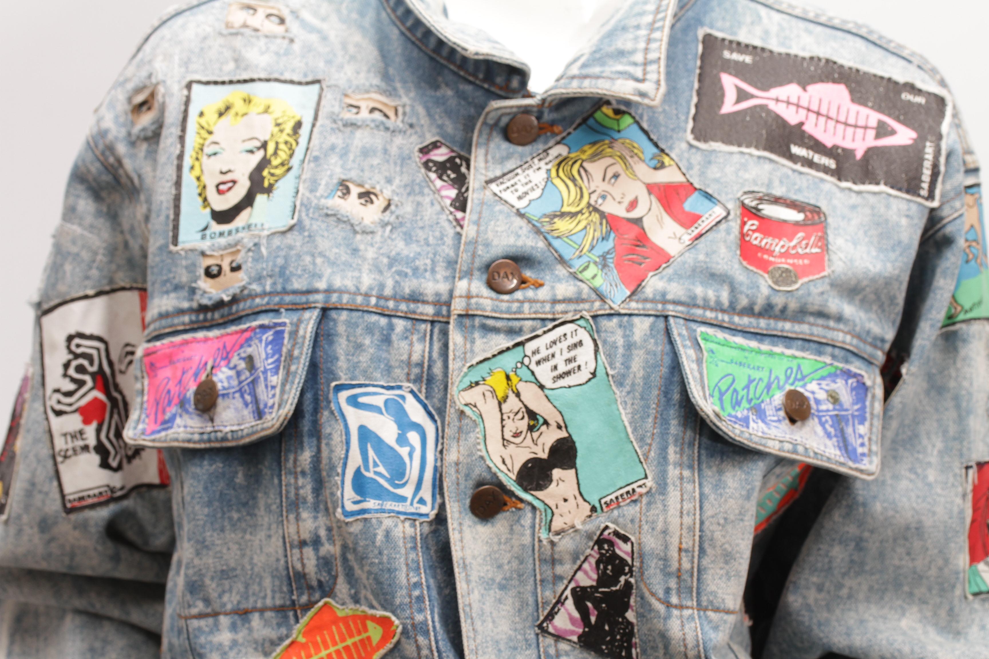 SABER ART, Jean Jacket with Saber Pop Art Patches, signed by artist, circa 1991 For Sale 10