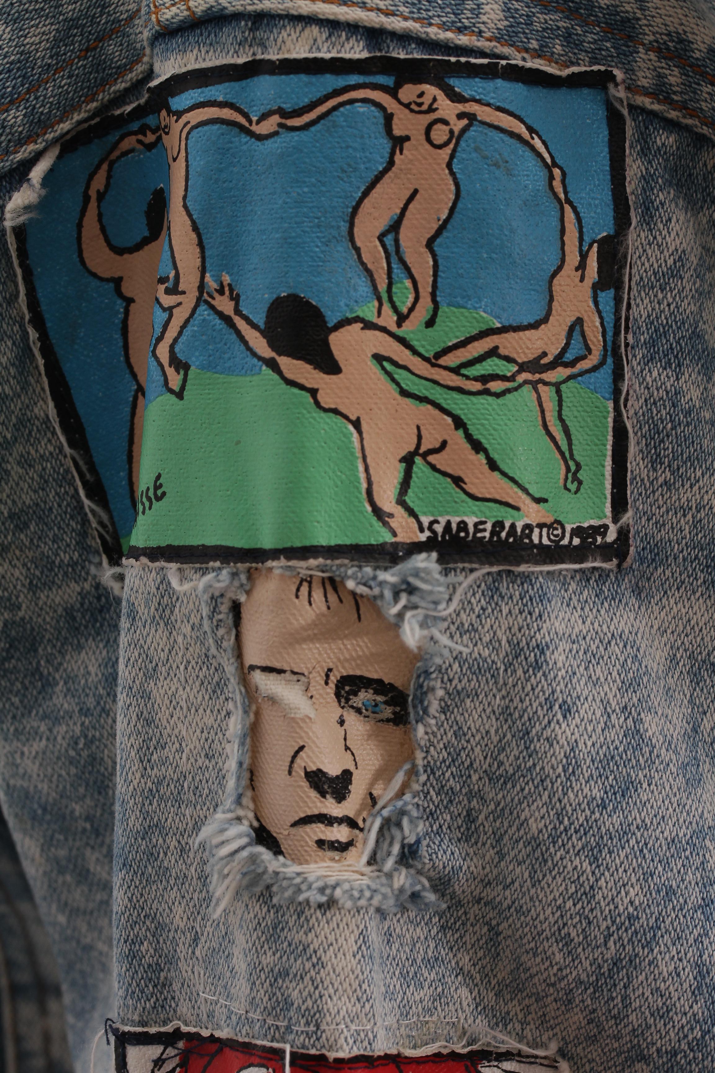 SABER ART, Jean Jacket with Saber Pop Art Patches, signed by artist, circa 1991 For Sale 2
