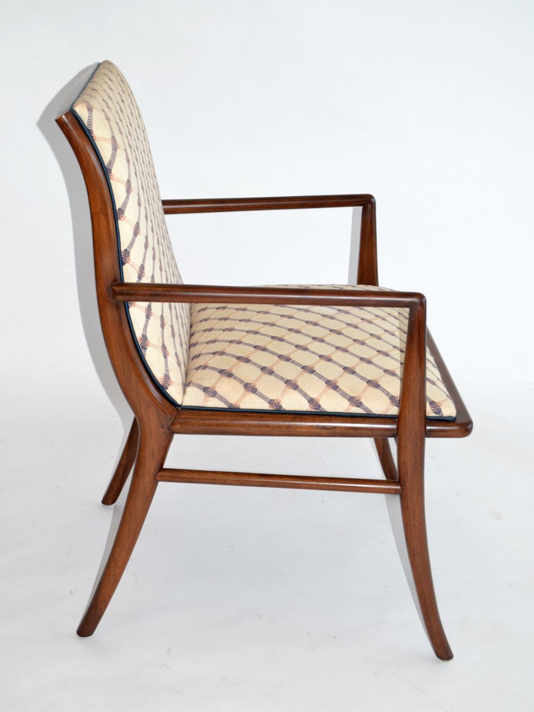 Mid-Century Modern Set of Six Saber Leg Dining Chairs by T.H. Robsjohn-Gibbings for Widdicomb