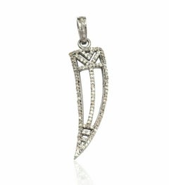 Saber Tooth Pendant 925 Silver Pave Diamond Tooth Pendant Graduation Gift Charm.