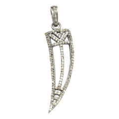 Saber Tooth Pendant 925 Silver Pave Diamond Tooth Pendant Graduation Gift Charm.