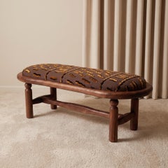 Sabi Bench – Sculptural Walnut Bench with Dedar Milano Upholstery