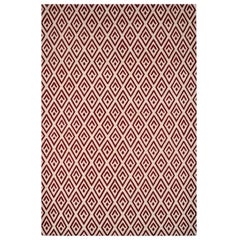 Hand-Knotted Deep Red /re/Purpose Performance Rug in Sabi Design