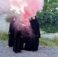Girls Playing with a Pink Smoke Flare at a Picnic, Istanbul