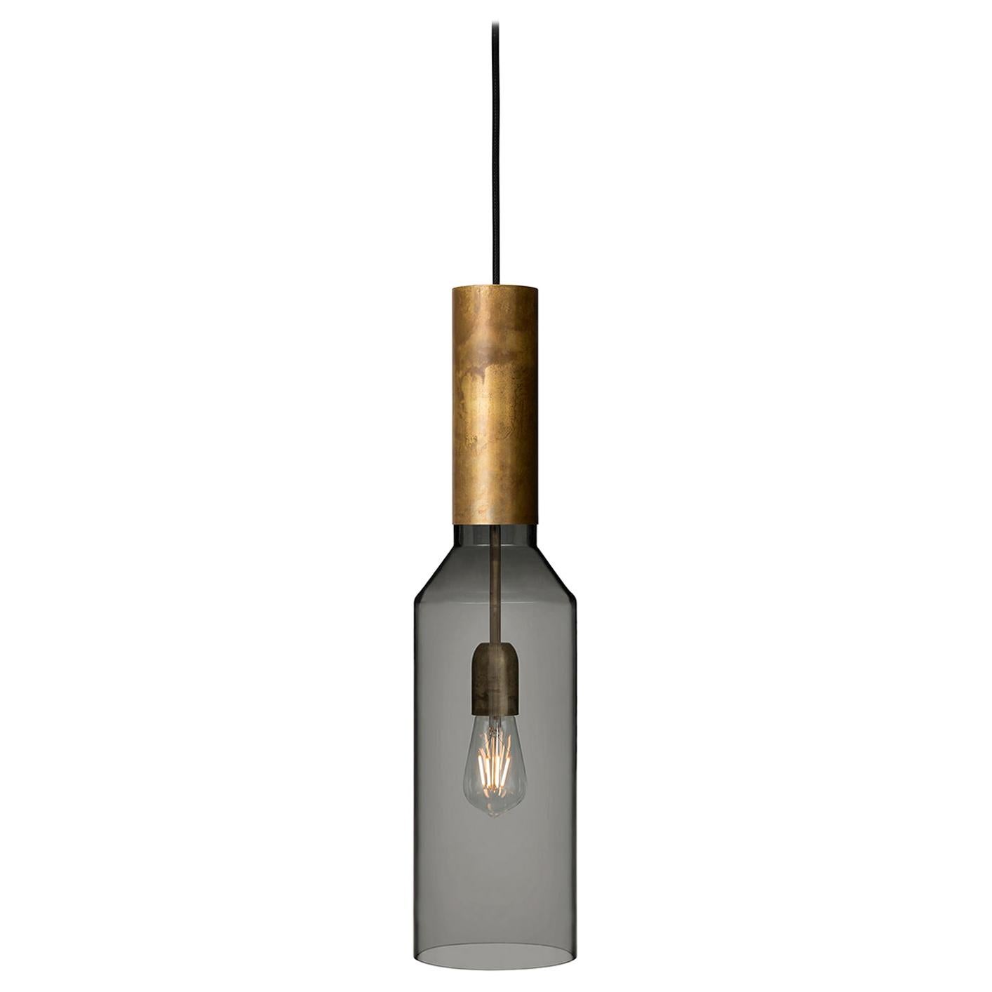 Sabina Grubbeson Fenomen Smal Rök - Lampada da soffitto in vetro fumé di Konsthantver in vendita