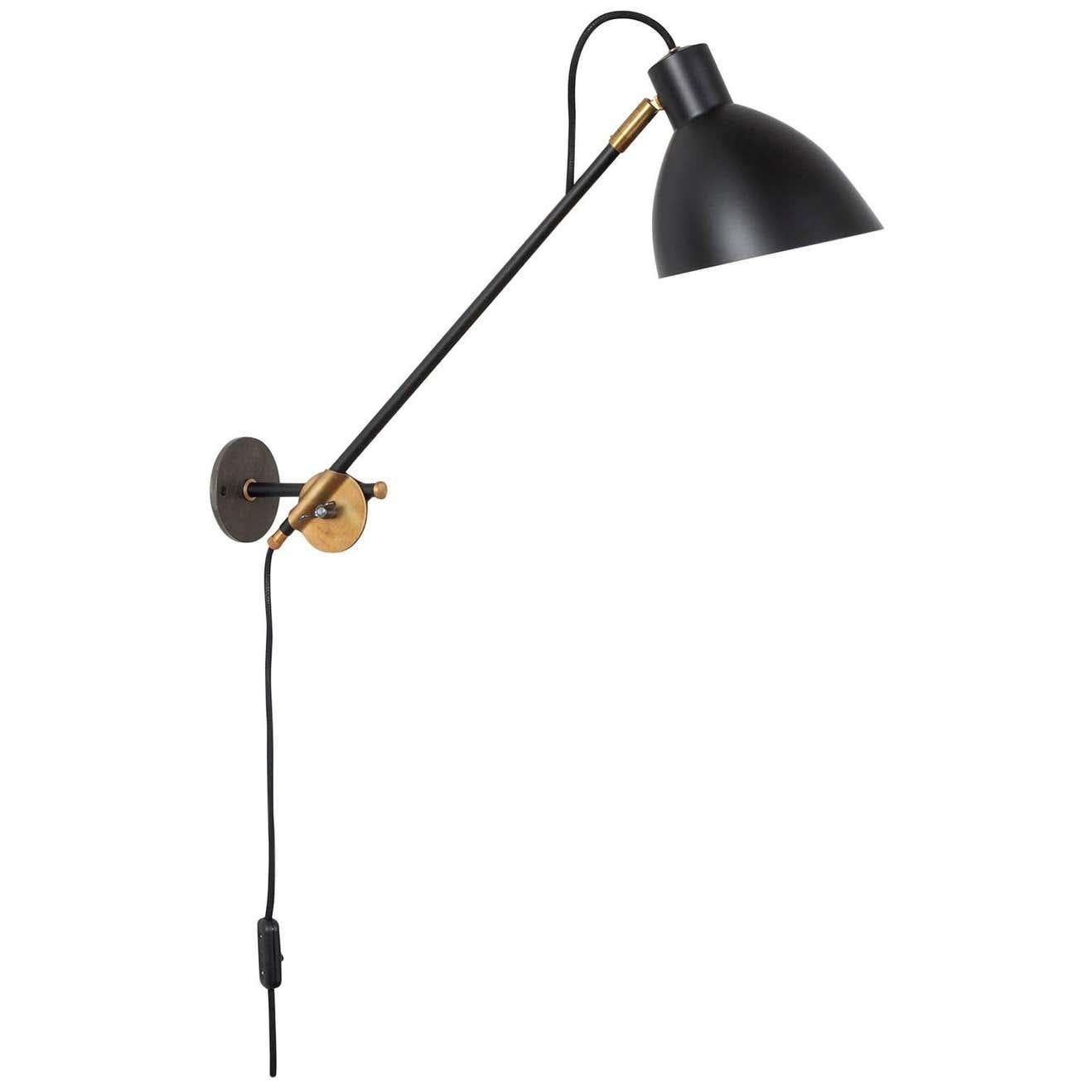 Swedish Sabina Grubbeson KH#1 Black Long Arm Wall Lamp by Konsthantverk For Sale