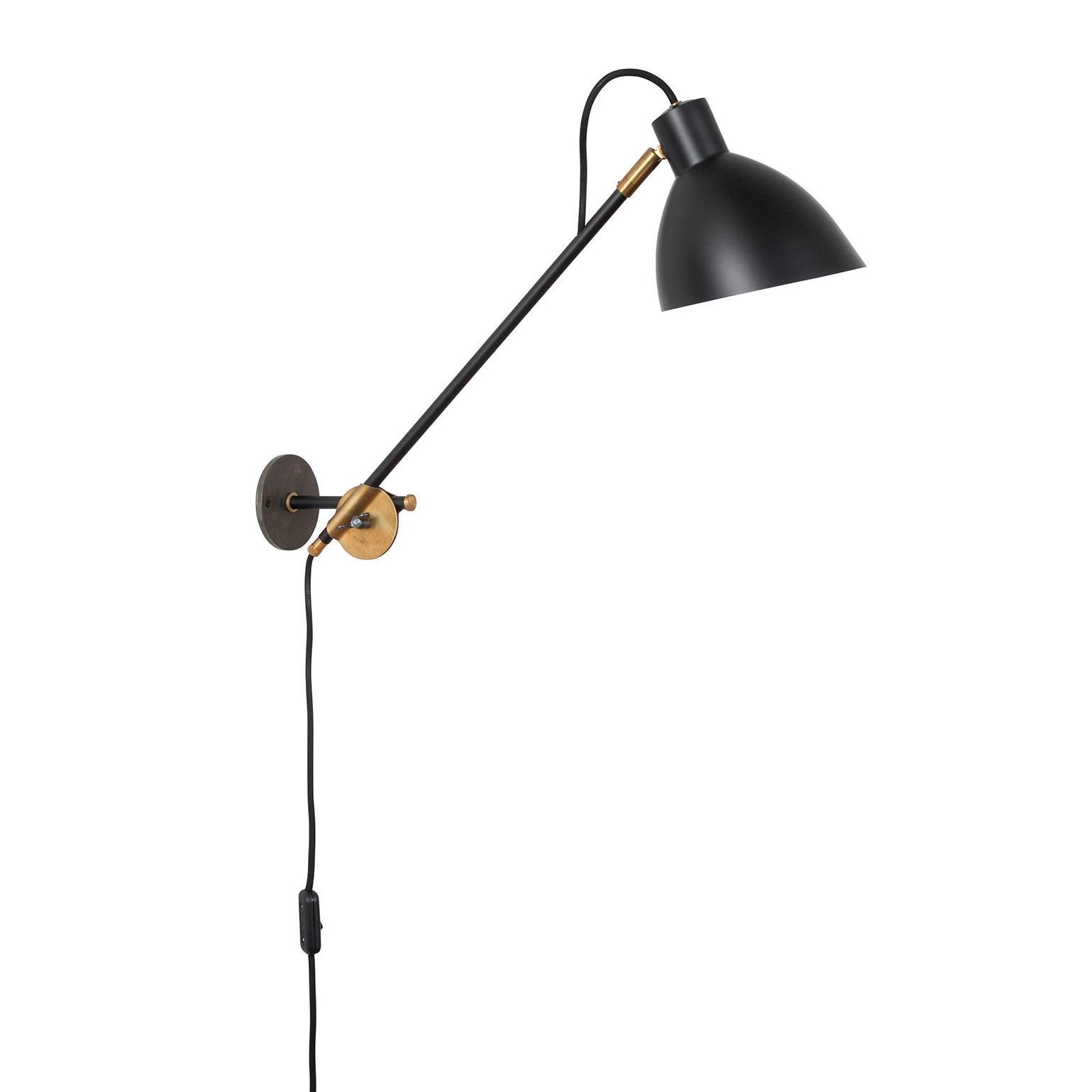 Contemporary Sabina Grubbeson KH#1 Black Long Arm Wall Lamp by Konsthantverk For Sale
