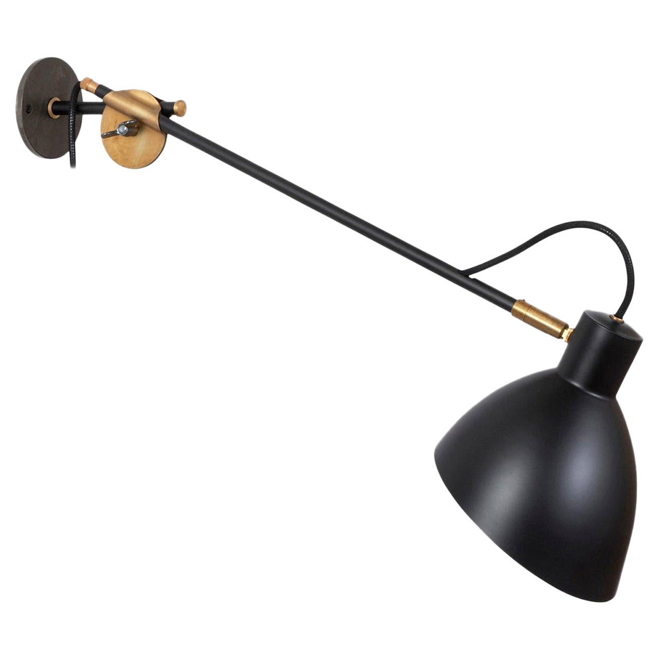 Sabina Grubbeson KH#1 Black Long Arm Wall Lamp by Konsthantverk For Sale