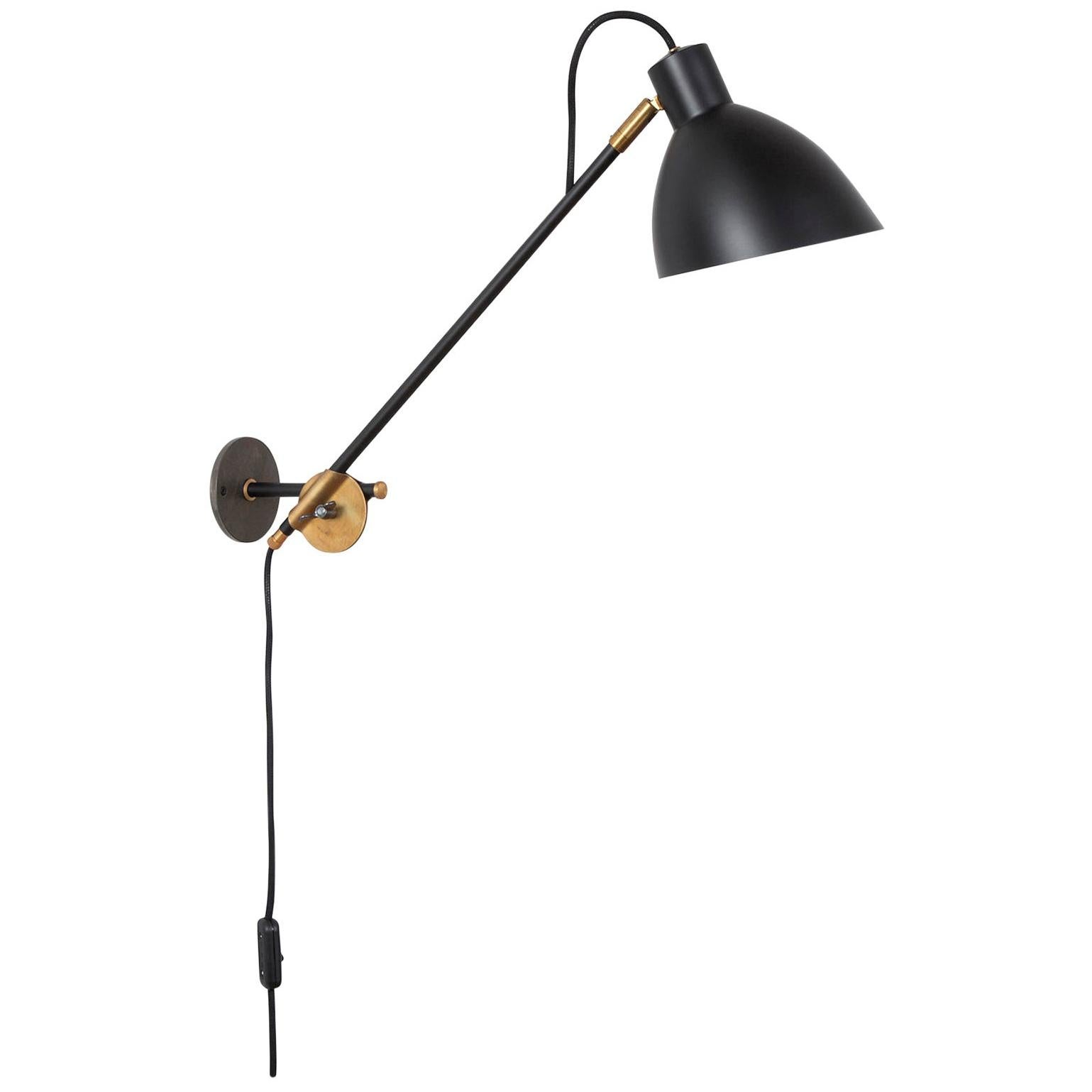 Sabina Grubbeson KH#1 Black Long Arm Wall Lamp by Konsthantverk