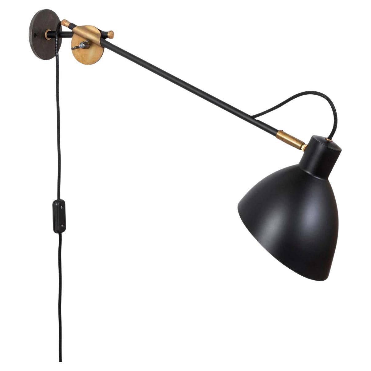 Sabina Grubbeson KH#1 Black Long Arm Wall Lamp by Konsthantverk For Sale