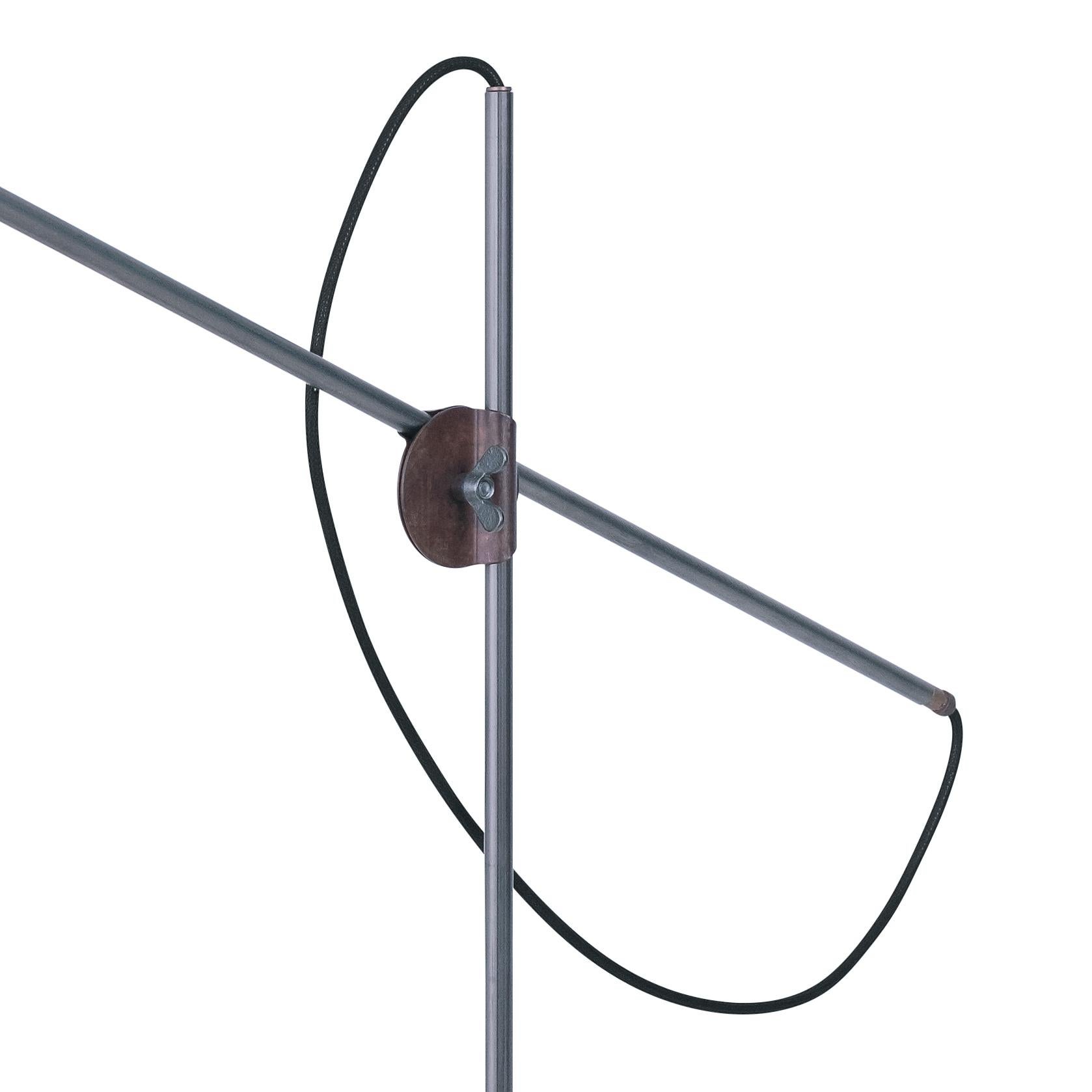 Sabina Grubbeson Kusk Black Iron Leather Floor Lamp by Konsthantverk In New Condition For Sale In Barcelona, Barcelona