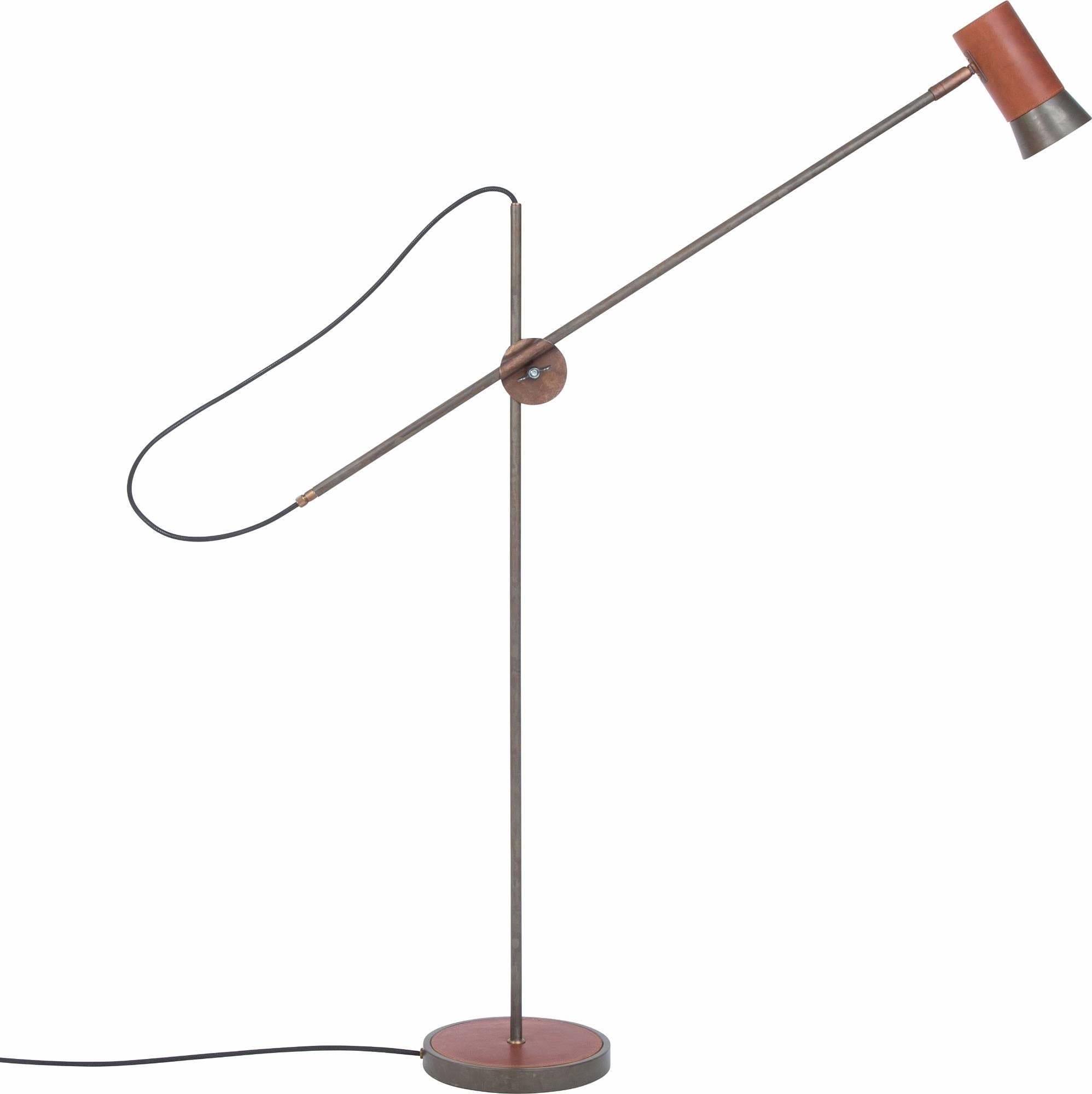 Sabina Grubbeson Kusk Iron Oxide Leather Floor Lamp by Konsthantverk In New Condition For Sale In Barcelona, Barcelona