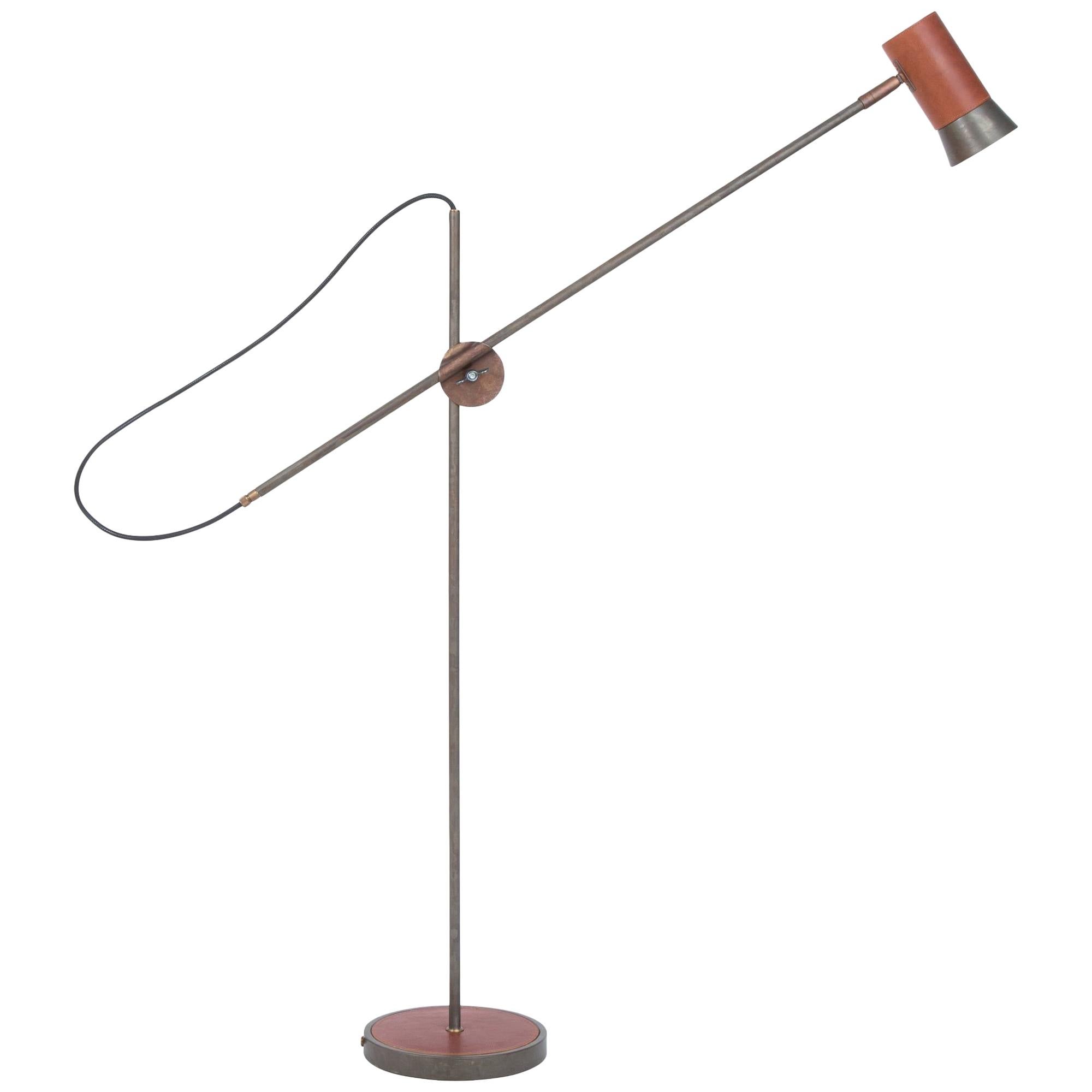 Sabina Grubbeson Kusk Iron Oxide Leather Floor Lamp by Konsthantverk