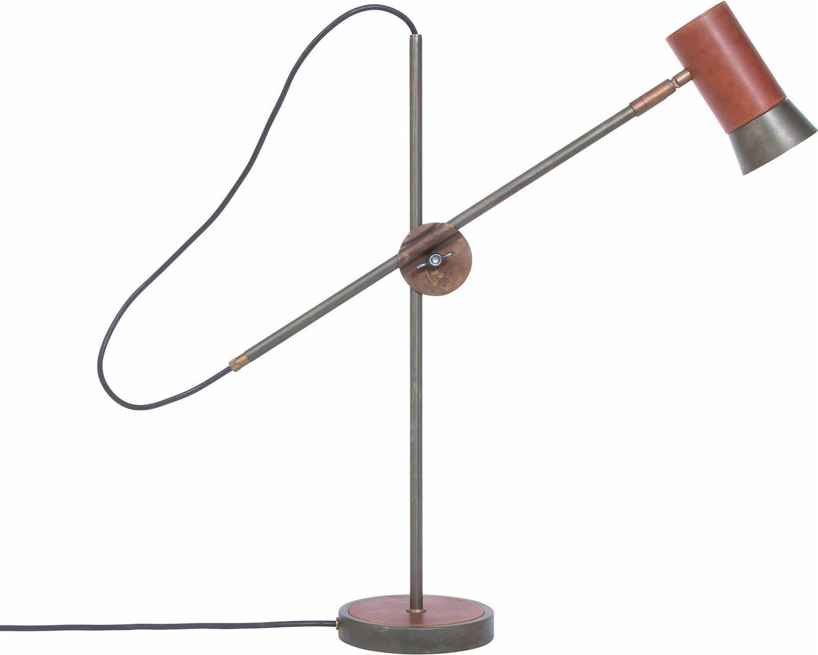 Sabina Grubbeson Kusk Iron Oxide Leather Table Lamp by Konsthantverk In New Condition For Sale In Barcelona, Barcelona