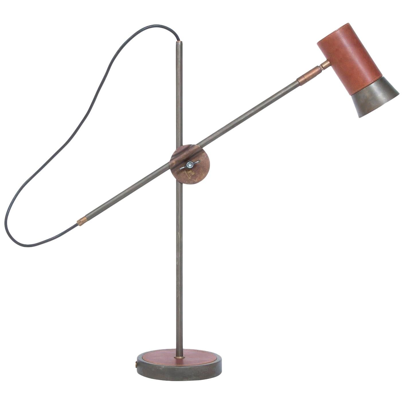 Sabina Grubbeson Kusk Iron Oxide Leather Table Lamp by Konsthantverk For Sale