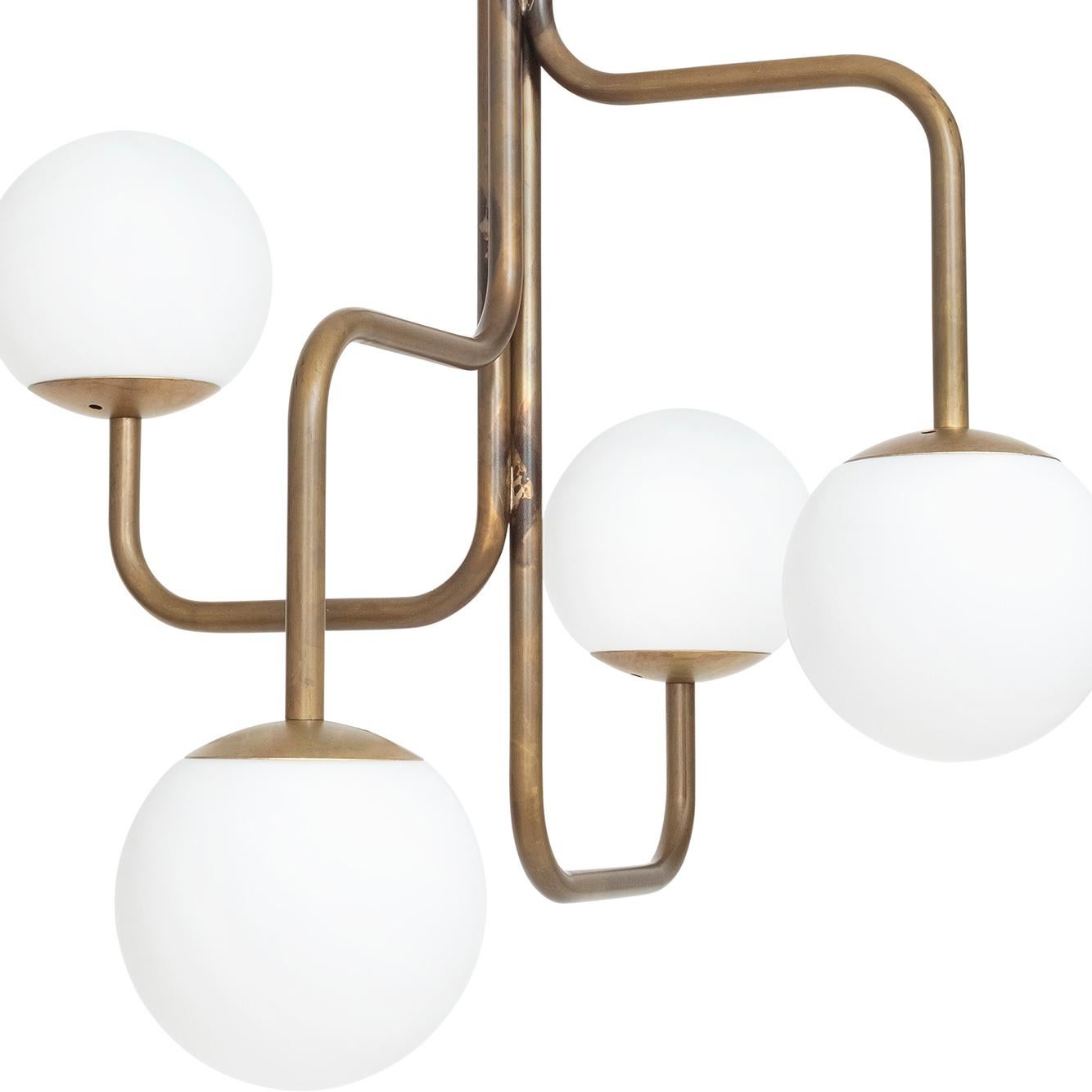 Ceiling lamp model Large Strapatz designed by Sabina Grubbeson and manufactured by Konsthantverk.

The production of lamps, wall lights and floor lamps are manufactured using craftsman’s techniques with the same materials and techniques as the first
