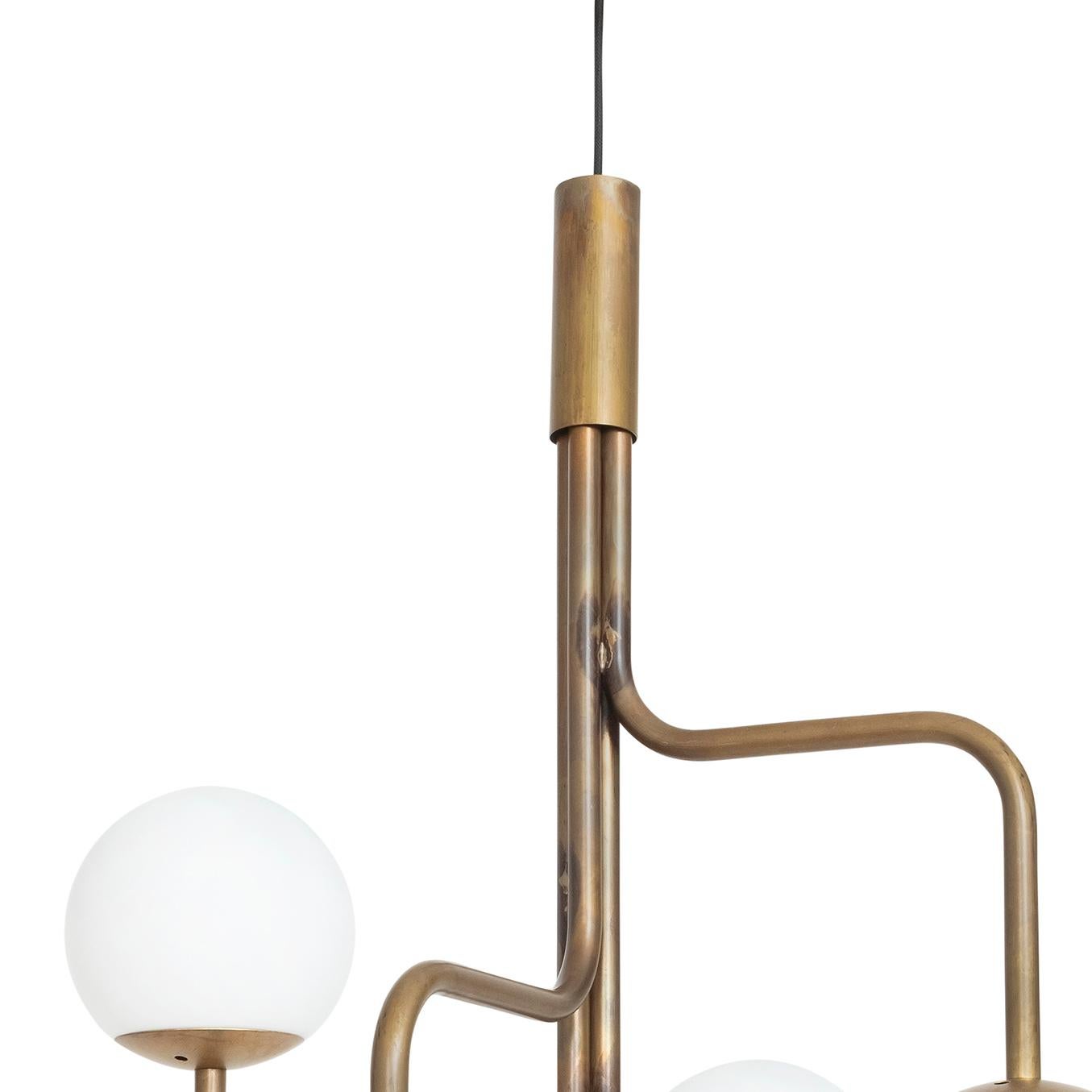 Scandinavian Modern Sabina Grubbeson Large Strapatz Glob Brass Ceiling Lamp by Konsthantverk