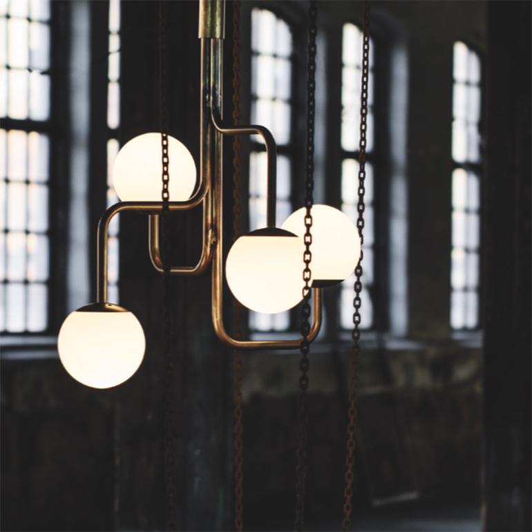 Sabina Grubbeson Large Strapatz Glob Brass Ceiling Lamp by Konsthantverk In New Condition For Sale In Barcelona, Barcelona