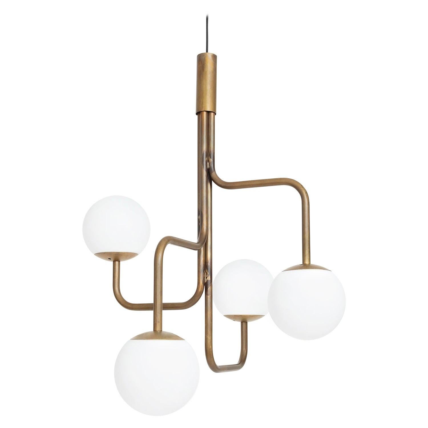 Sabina Grubbeson Large Strapatz Glob Brass Ceiling Lamp by Konsthantverk For Sale