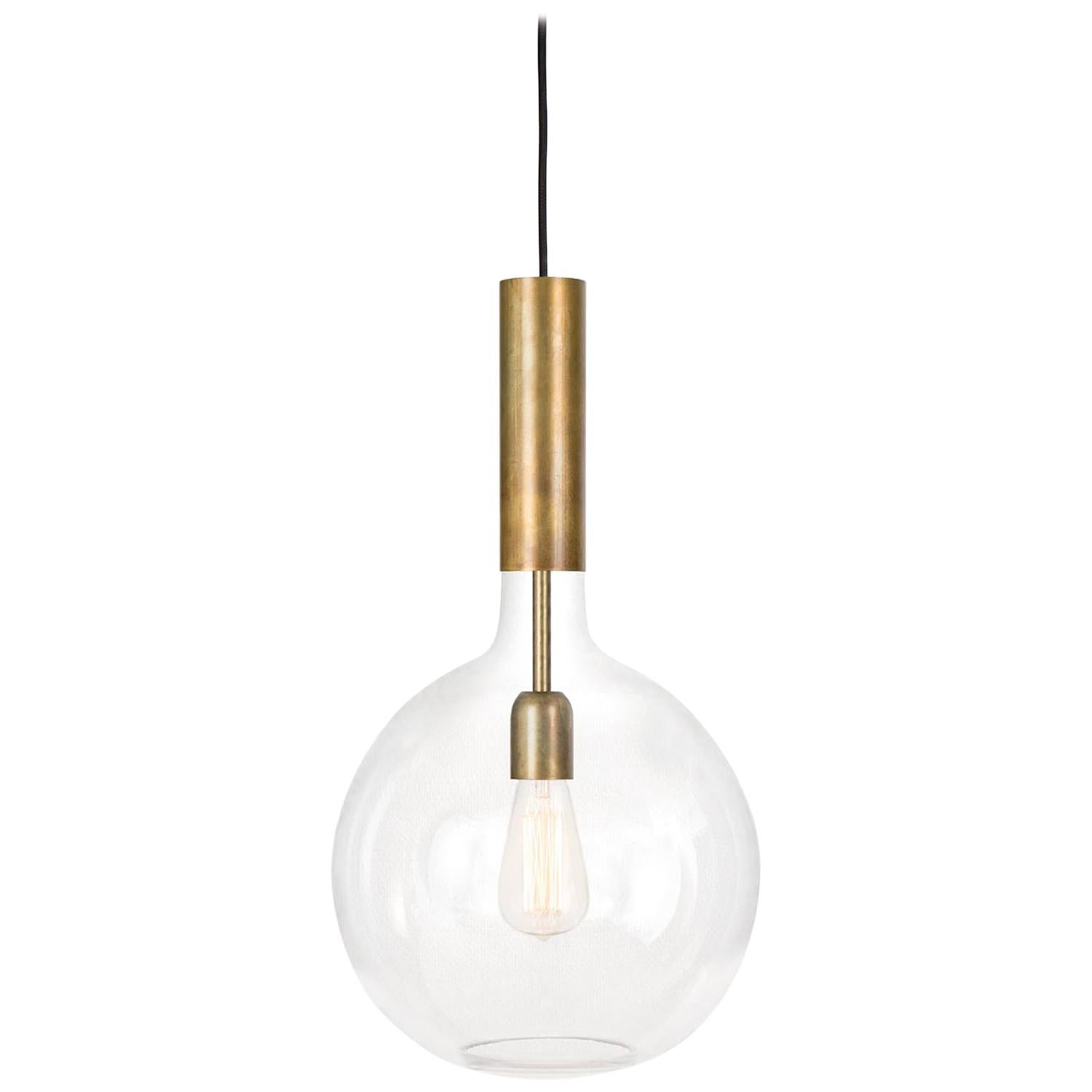 Sabina Grubbeson Rosdala Brass Clear Glass Ceiling Lamp by Konsthantverk For Sale