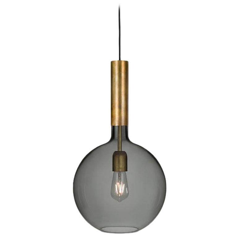 Sabina Grubbeson Rosdala Brass Smoked Glass Ceiling Lamp by Konsthantverk For Sale