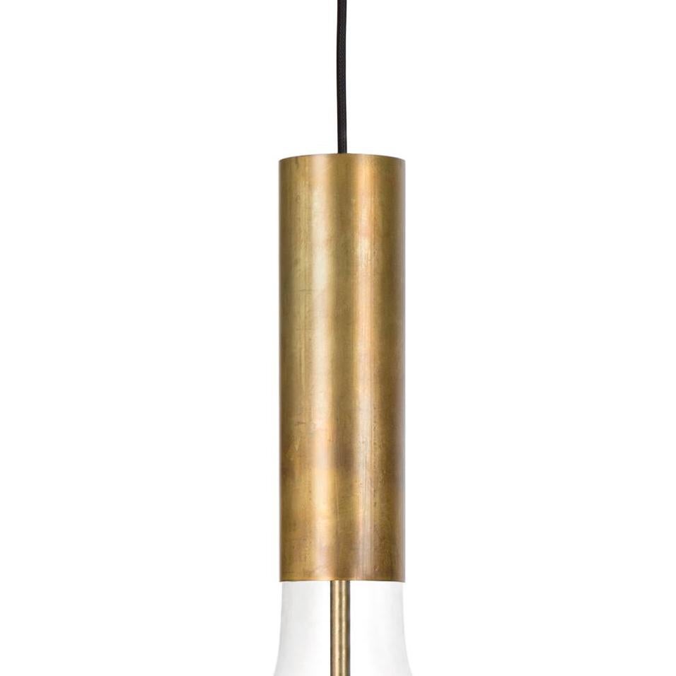 Scandinavian Modern Sabina Grubbeson Rosdala Large Brass Clear Glass Ceiling Lamp by Konsthantverk
