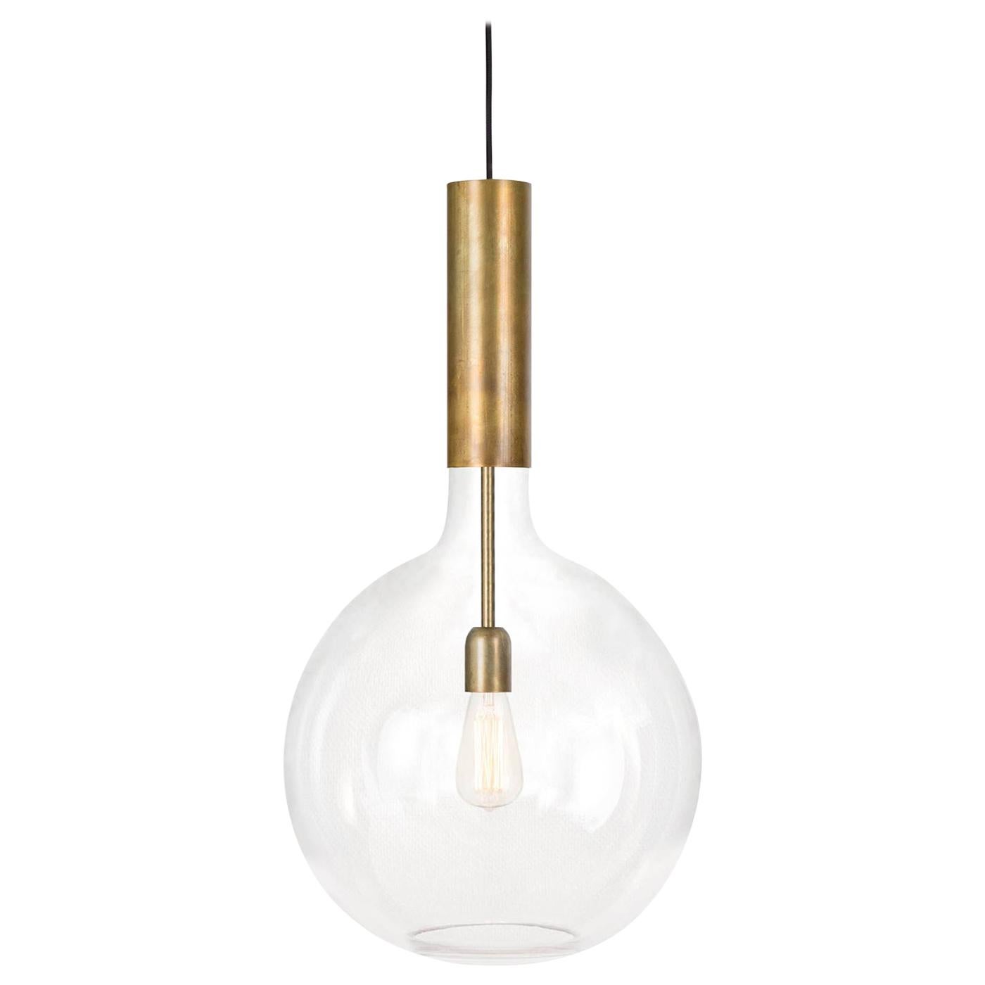 Sabina Grubbeson Rosdala Large Brass Clear Glass Ceiling Lamp by Konsthantverk