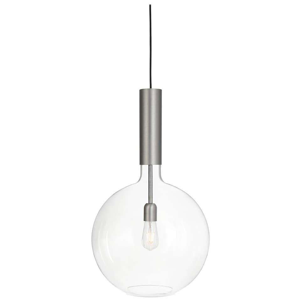 Contemporary Sabina Grubbeson Rosdala Large Iron Clear Glass Ceiling Lamp by Konsthantverk For Sale