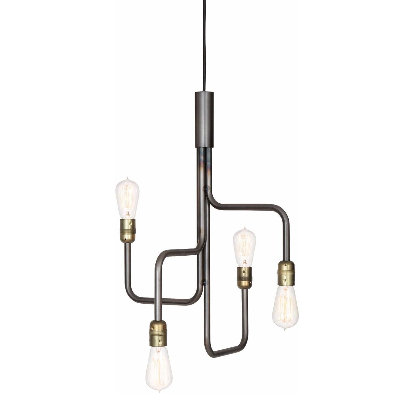 Swedish Sabina Grubbeson Strapatz Black Oxide Steel Ceiling Lamp by Konsthantverk For Sale