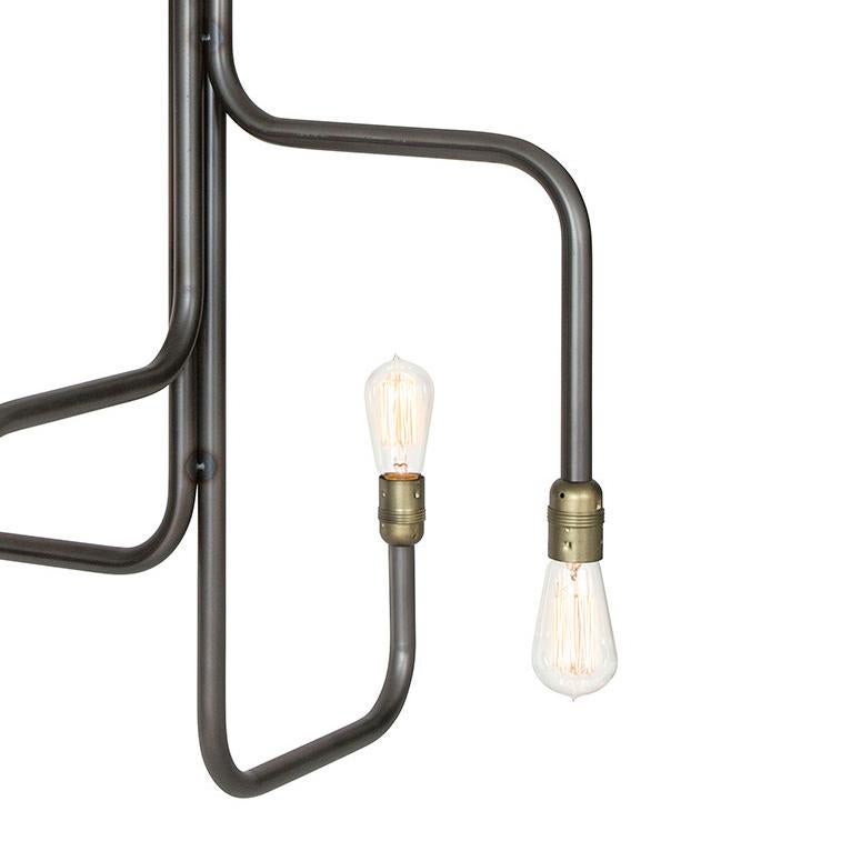 Sabina Grubbeson Strapatz Lámpara de techo grande de acero oxidado negro by Konsthantverk Sueco en venta