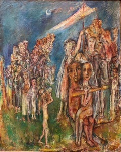 Abstrakte abstrakte Procession Jewish Wedding Chuppah Ölgemälde Modernistische Judaica