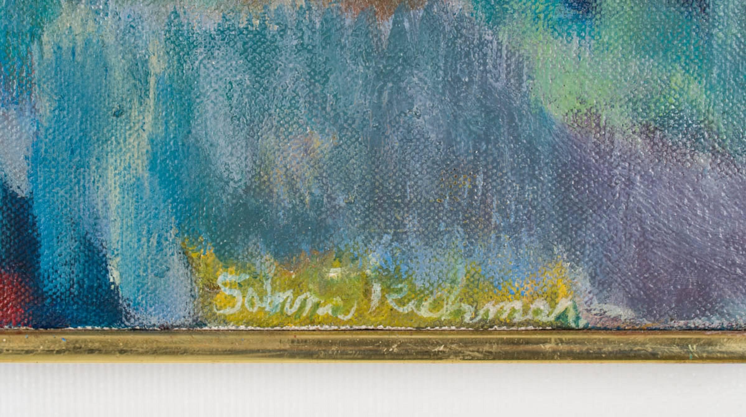 Fragmente, Mod Abstrakte Bunte Landschaft (Zeitgenössisch), Painting, von Sabina Teichman