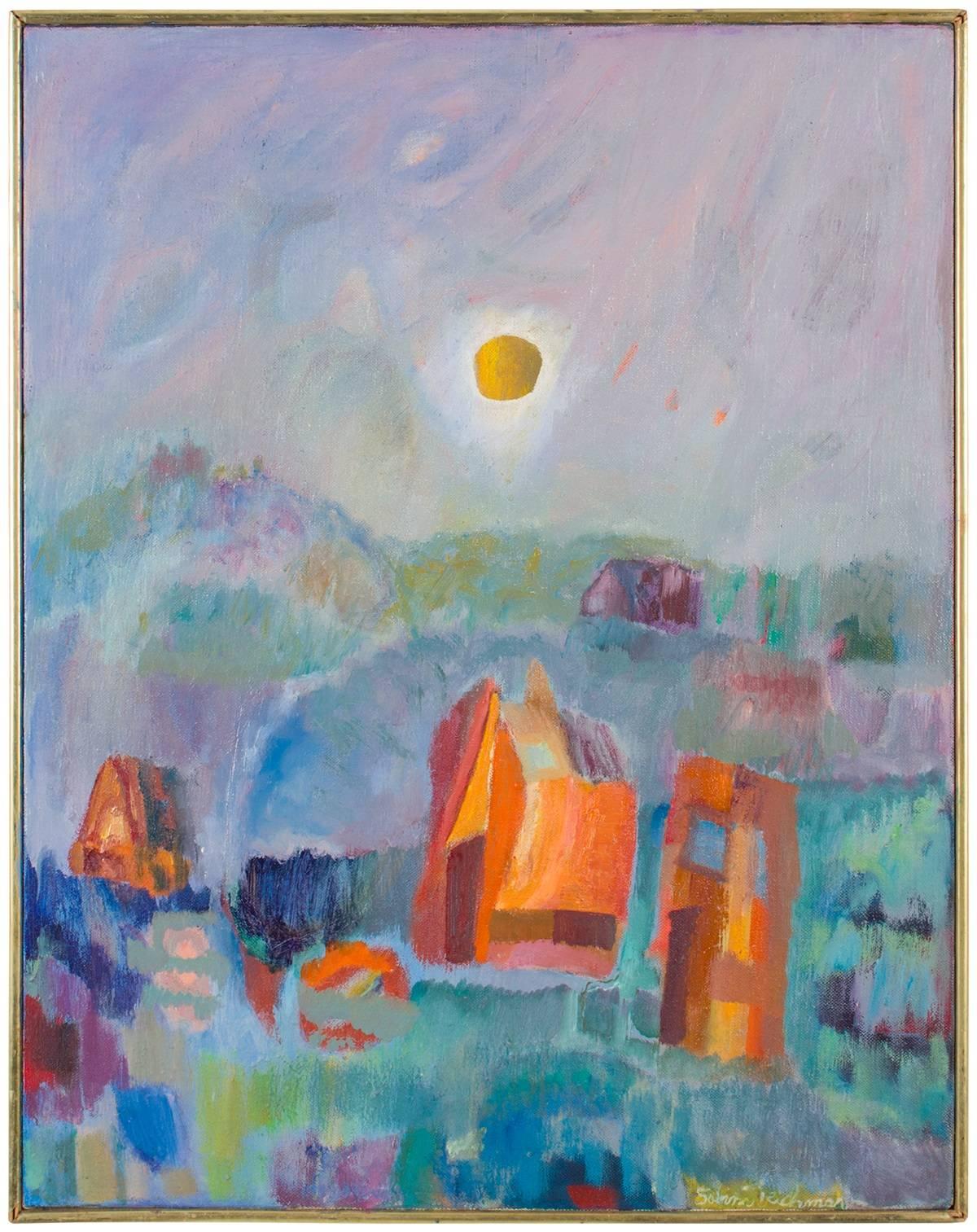 Sabina Teichman Landscape Painting – Fragmente, Mod Abstrakte Bunte Landschaft