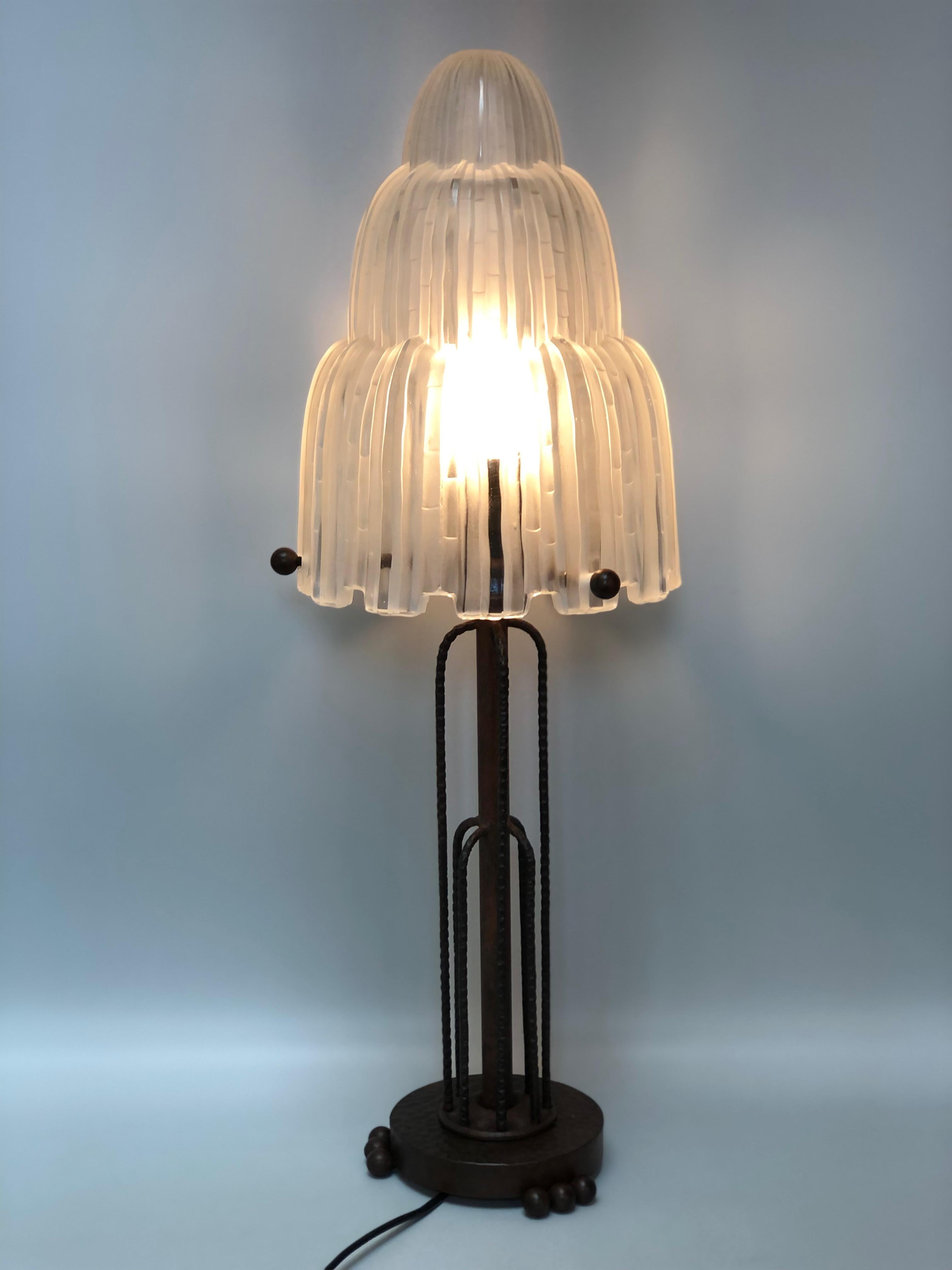 Wrought Iron Sabino Art Deco Waterfall Lamp For Sale