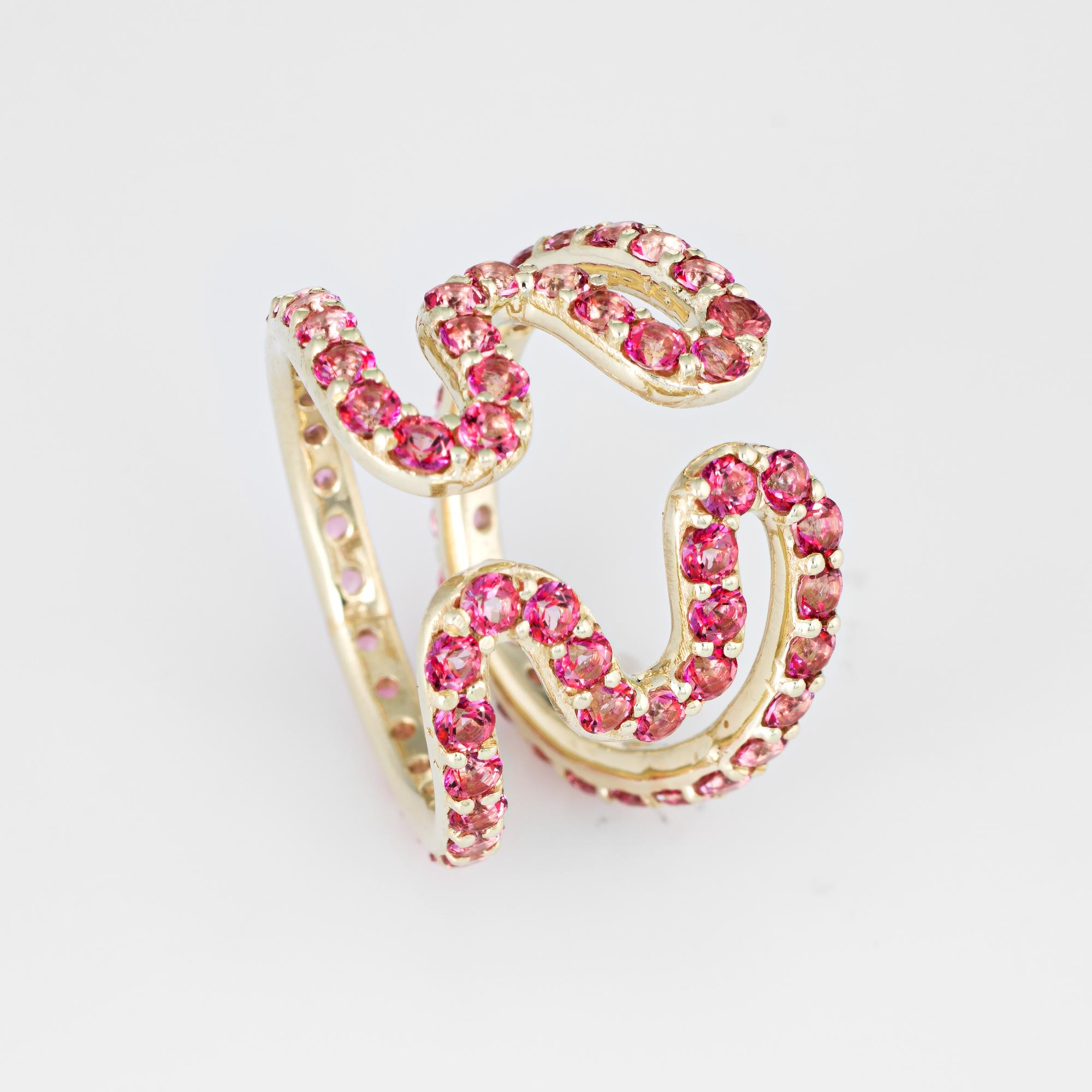 Stylish Sabine Getty pink topaz 'wiggly' ring crafted in 18 karat yellow gold. 

Pink topaz totals an estimated 2.88 carats. The topaz is in excellent condition and free of cracks or chips. 

The striking ring is made by Sabine Getty, a London based