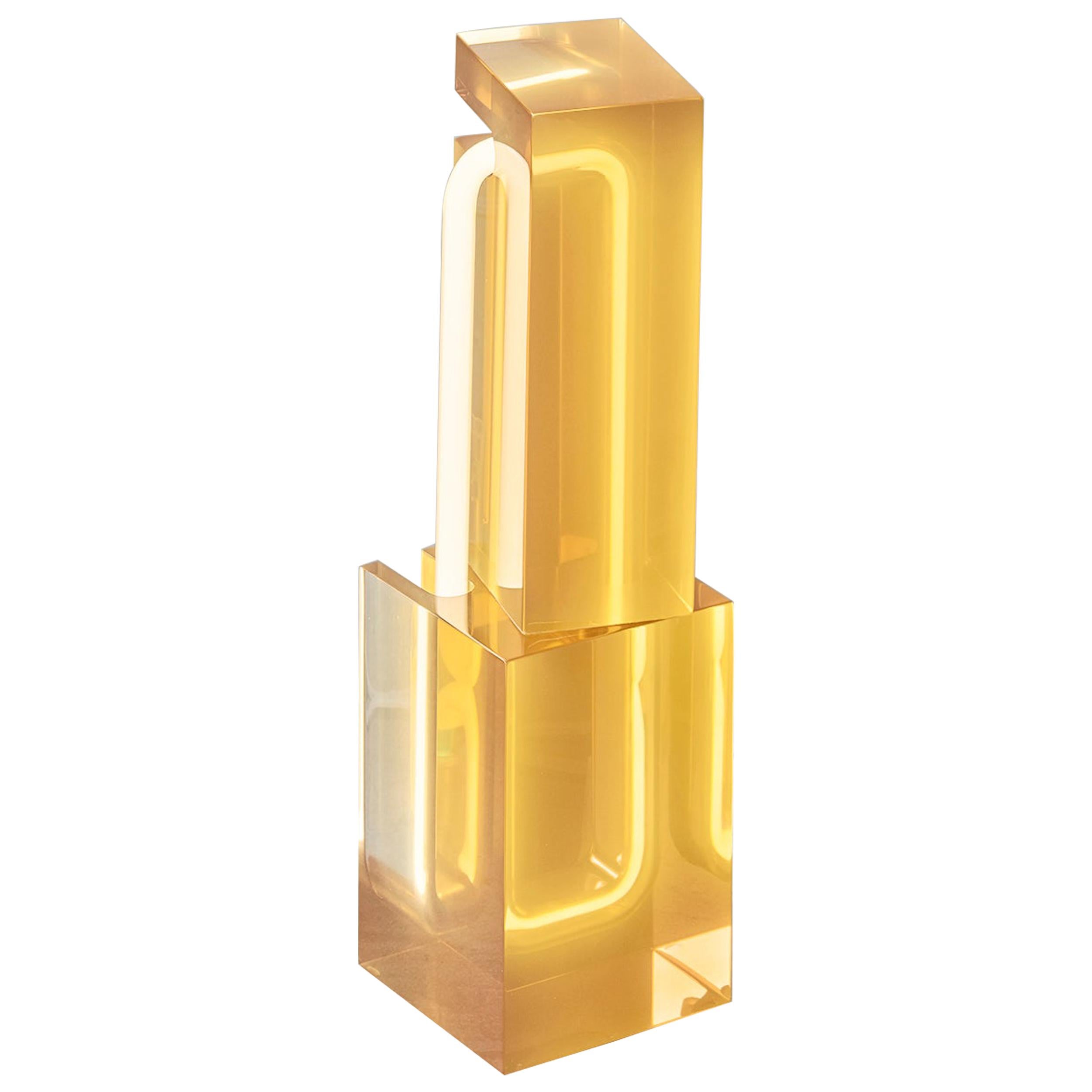 Sabine Marcelis contemporay yellow resin and neon Table Lamp Model TOTEM