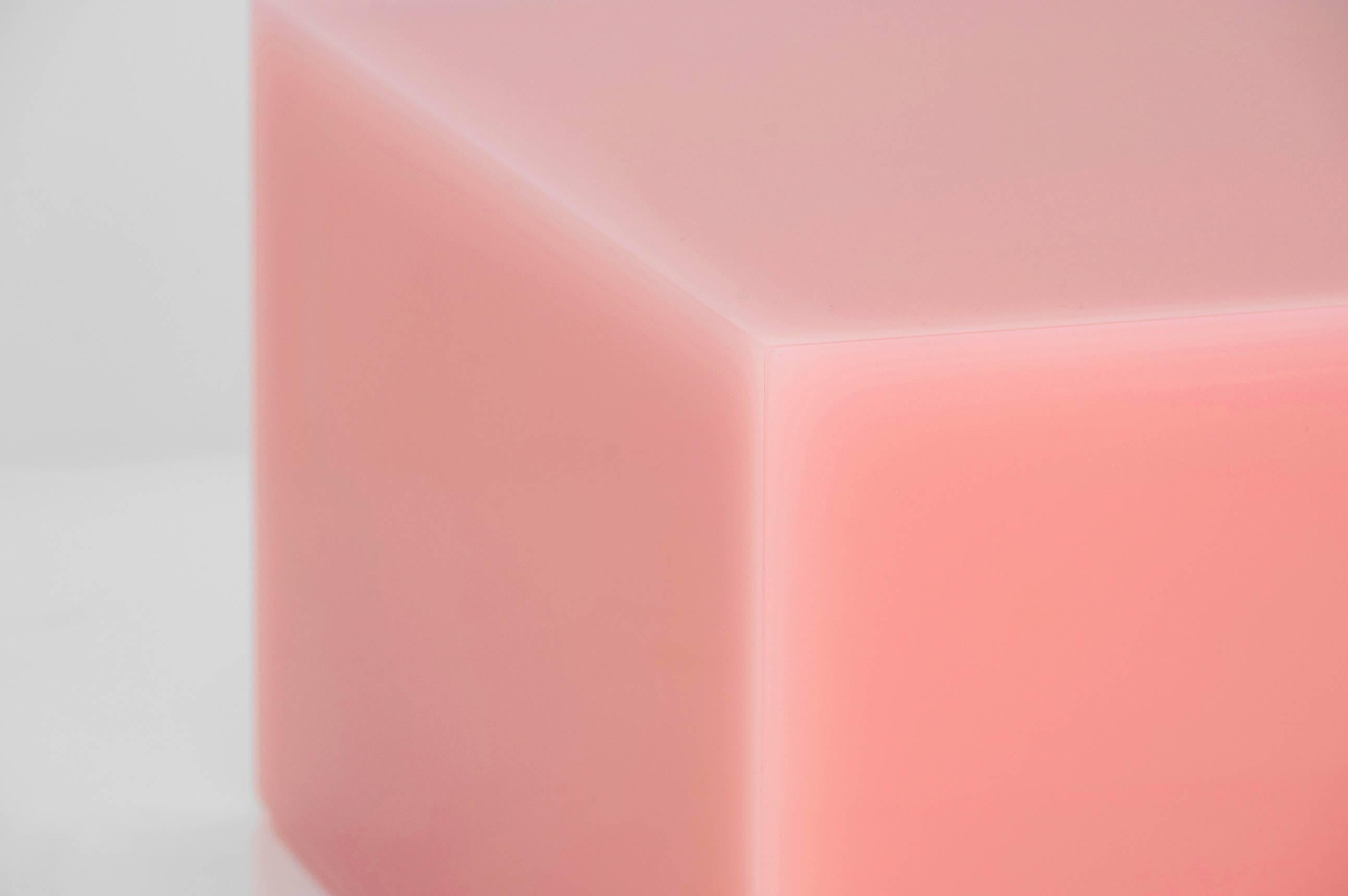 Modern Sabine Marcelis Candy Cube Low Pink Side Table Contemporary Polished Resin For Sale