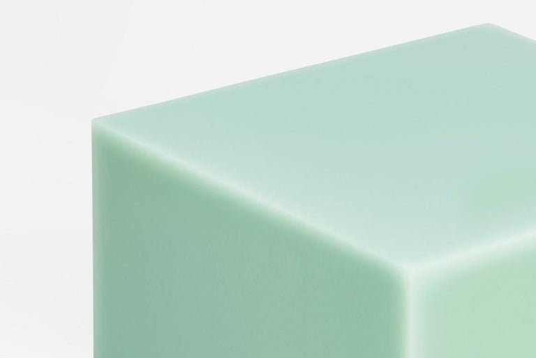 Modern Sabine Marcelis Mint Candy Cube Contemporary Side Table or Bed Stand Gloss Resin For Sale