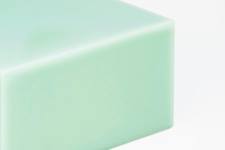 Dutch Sabine Marcelis Mint Candy Cube Contemporary Side Table or Bed Stand Gloss Resin For Sale