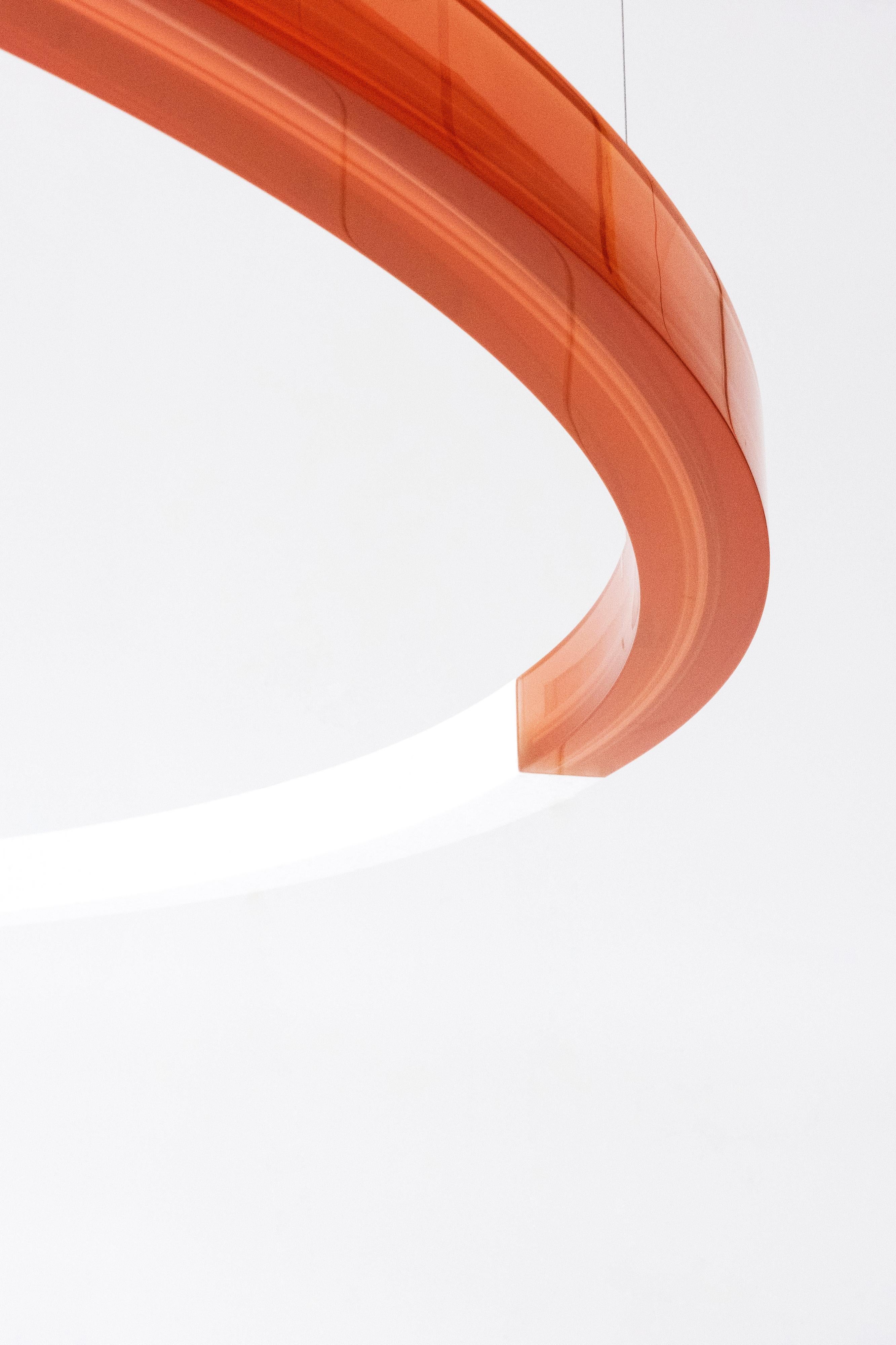 Dutch Sabine Marcelis Contemporary Amber Red Resin Circular Pendant Lamp Filter Series For Sale
