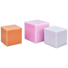 Sabine Marcelis Contemporary Bubblegum Pink Candy Cube Glossy Resin Side Table