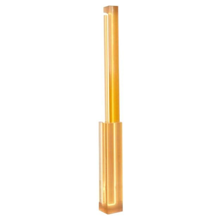 Contemporary Sabine Marcelis Ochre Yellow TOTEM 170 Floor Light Transparent Resin Neon  For Sale