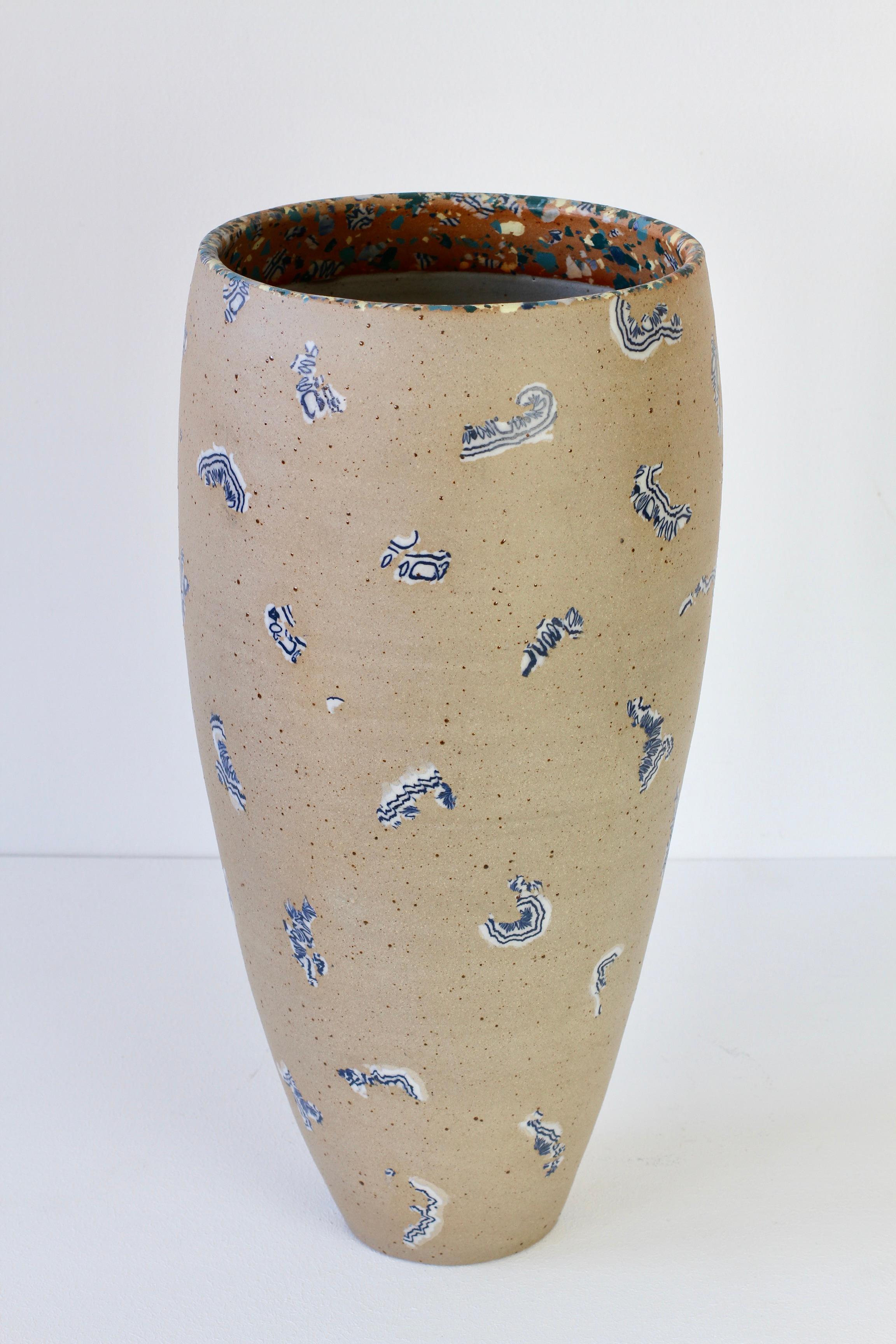 Sabine Moshammer Tall German Art Stoneware Vase or Umbrella Stand, circa 1990s For Sale 3