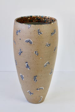 Sabine Moshammer Jarrón o paragüero alto de cerámica alemana de Studio Pottery, c. 1990