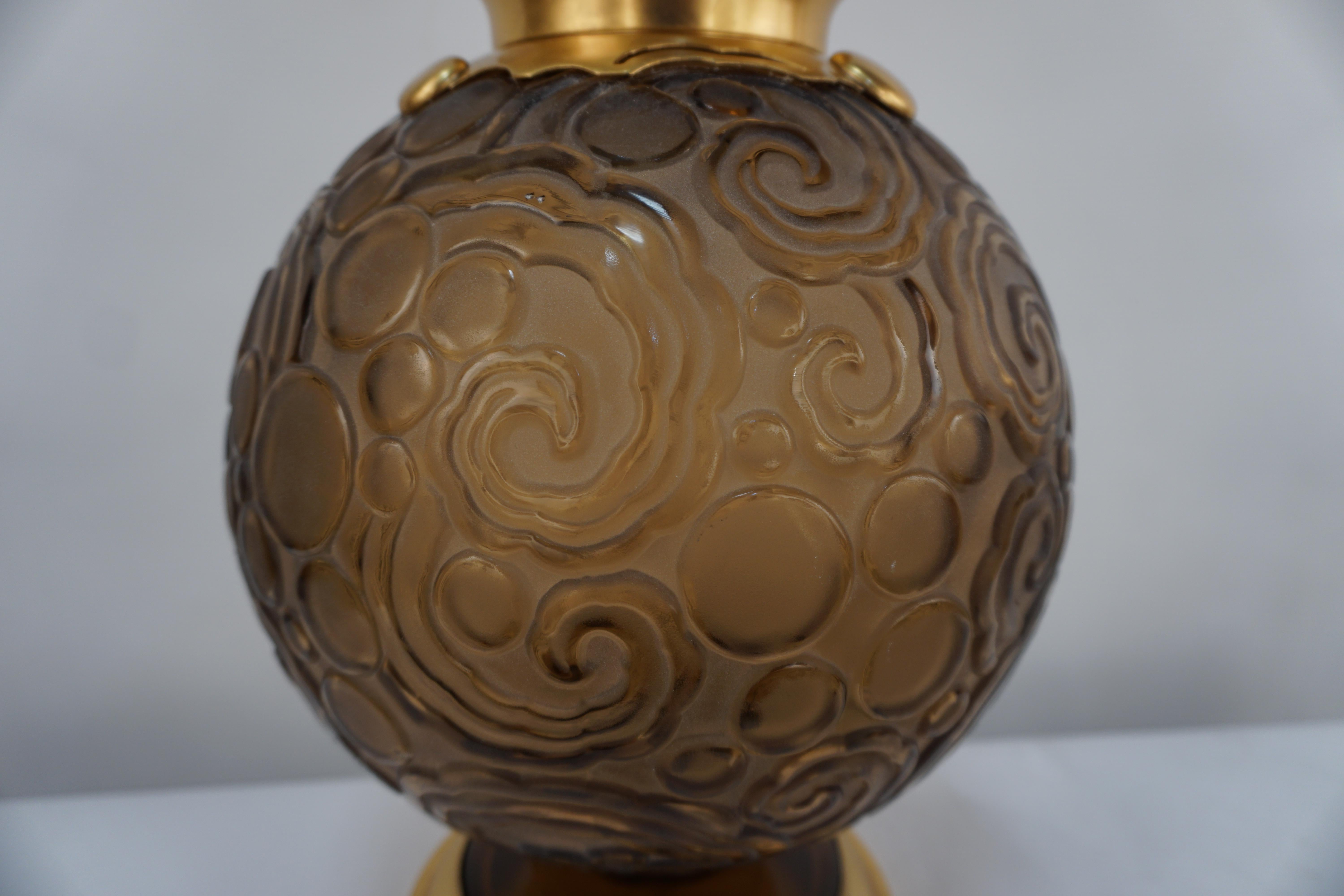 Lampe de bureau Sabino Art Déco en verre et bronze doré en vente 4