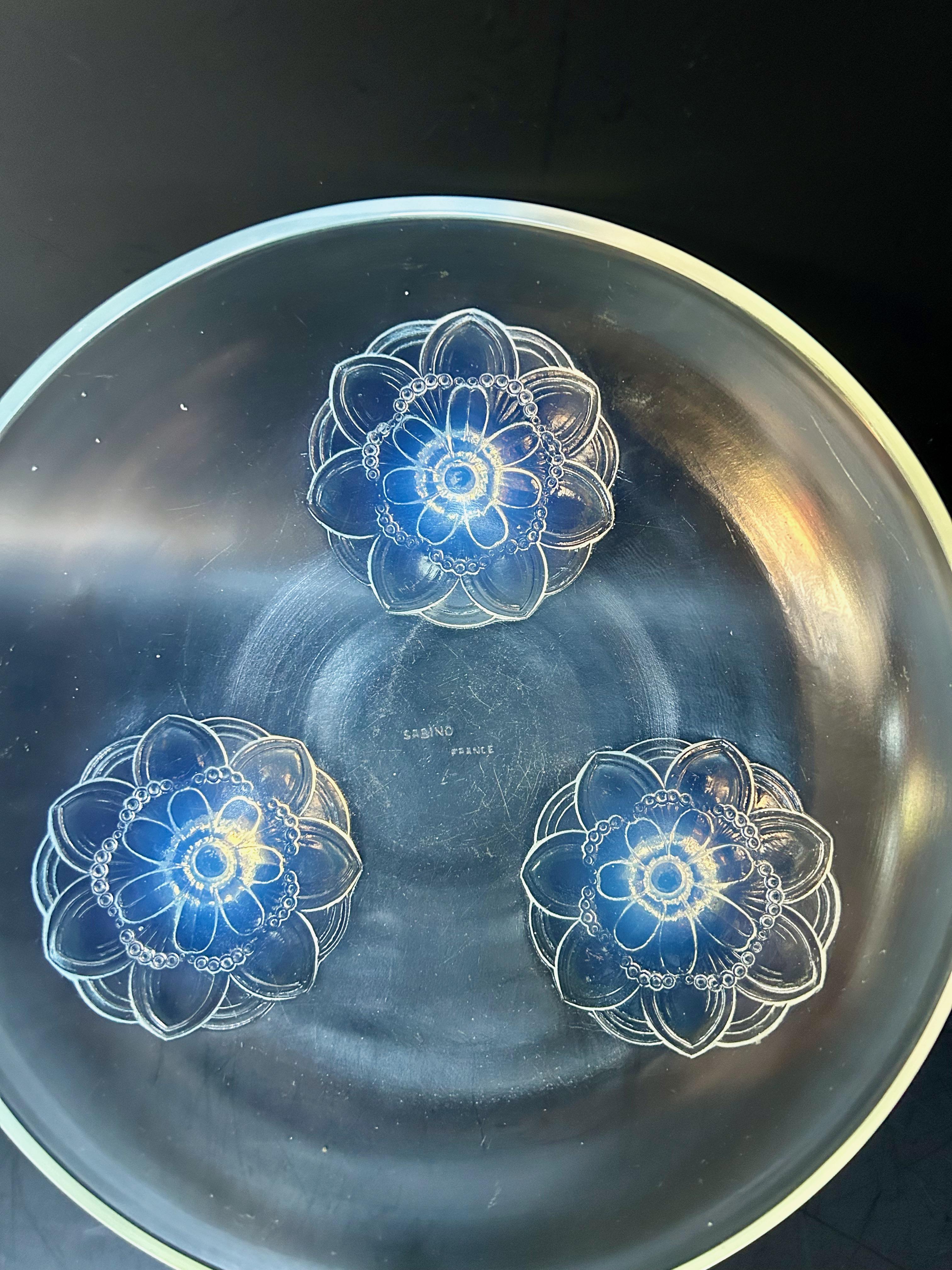 Sabino Art Deco Opalescent Glas Schale Anemonen im Angebot 1