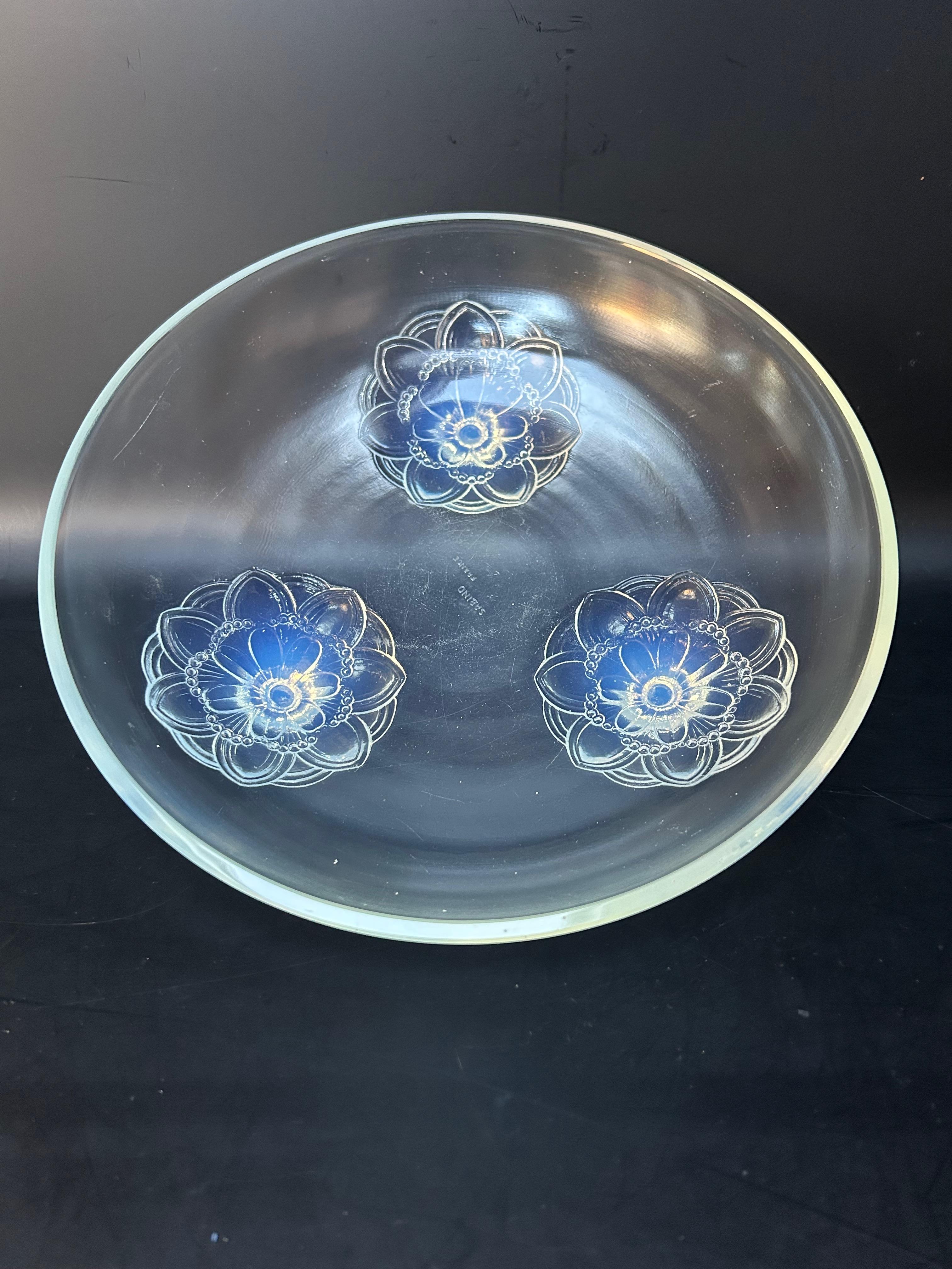 Sabino Art Deco Opalescent Glas Schale Anemonen im Angebot 4