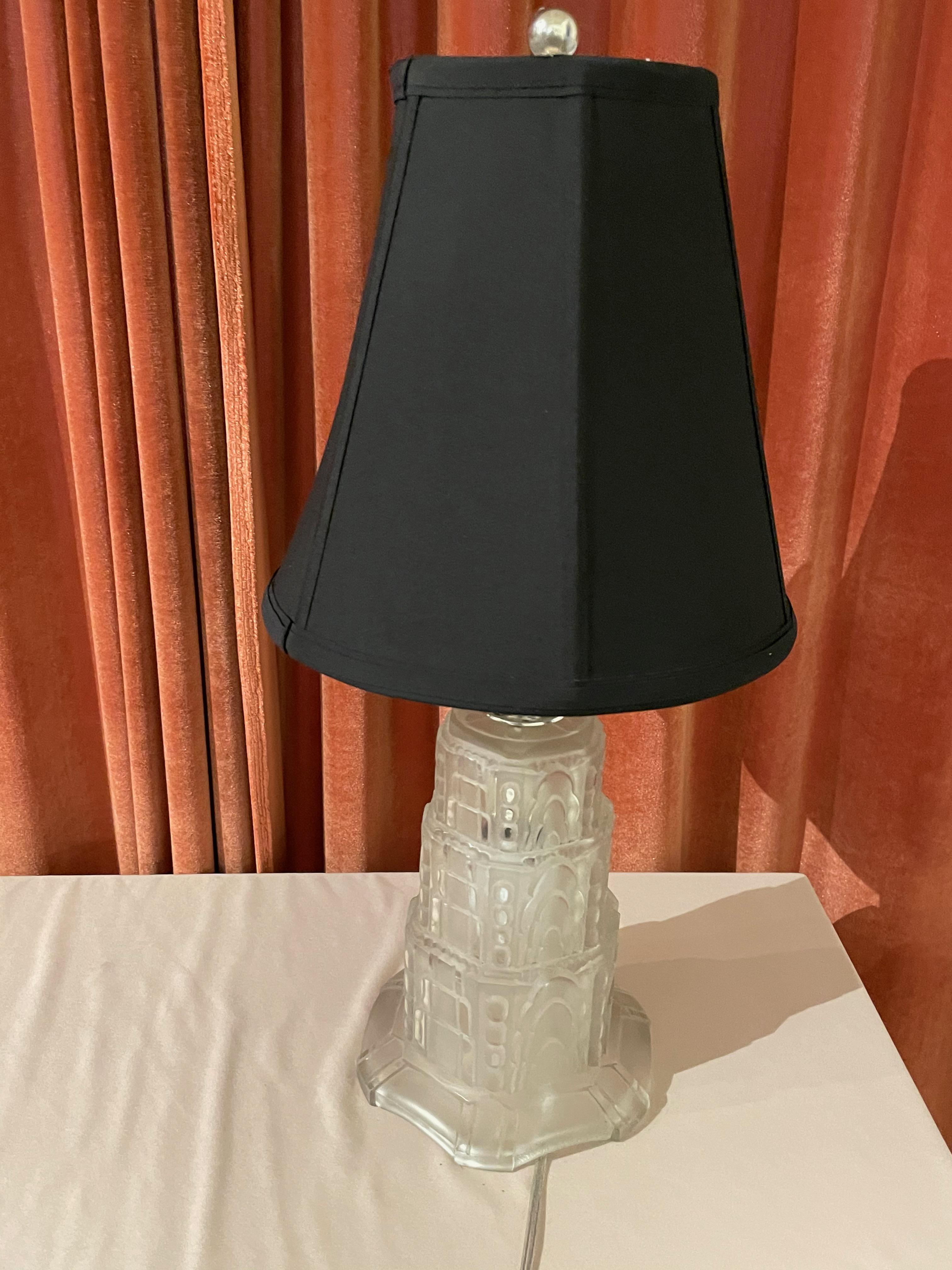Sabino Art Deco Stepped Glass Table Lamp French For Sale 5